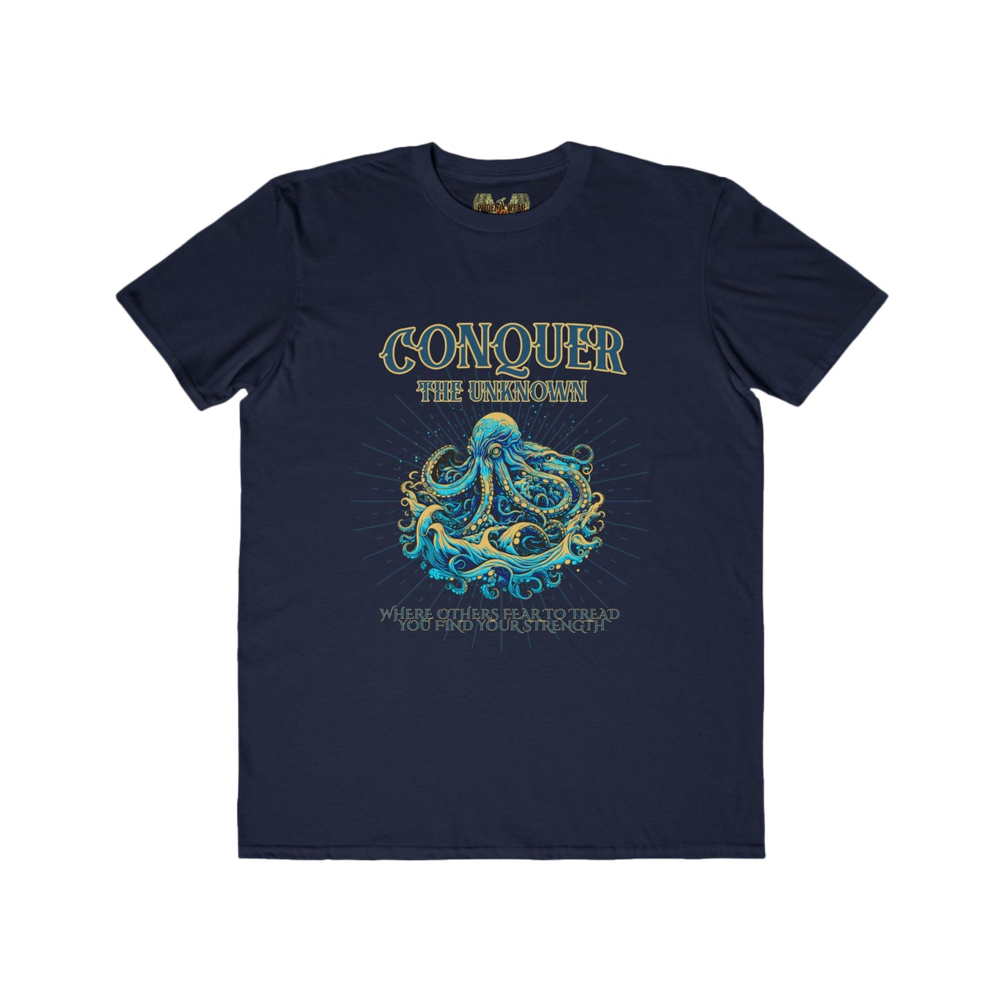 The Kraken Conquer the Unknown Tee for Navy Folklore Lovers - Phoenix Wear SATX