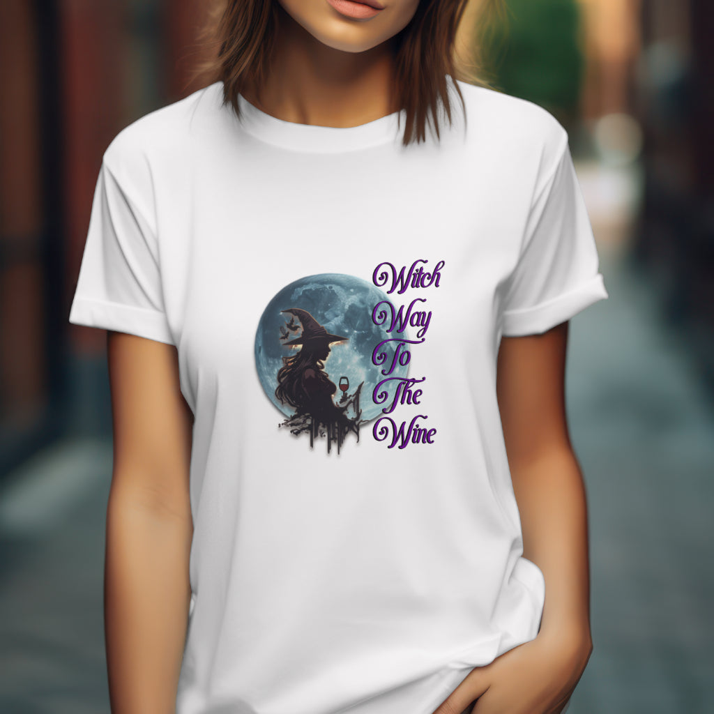 Witch Way to the Wine Graphic Tee for Halloween Lovers - Phoenix Wear SATX - Phoenix Wear SATX