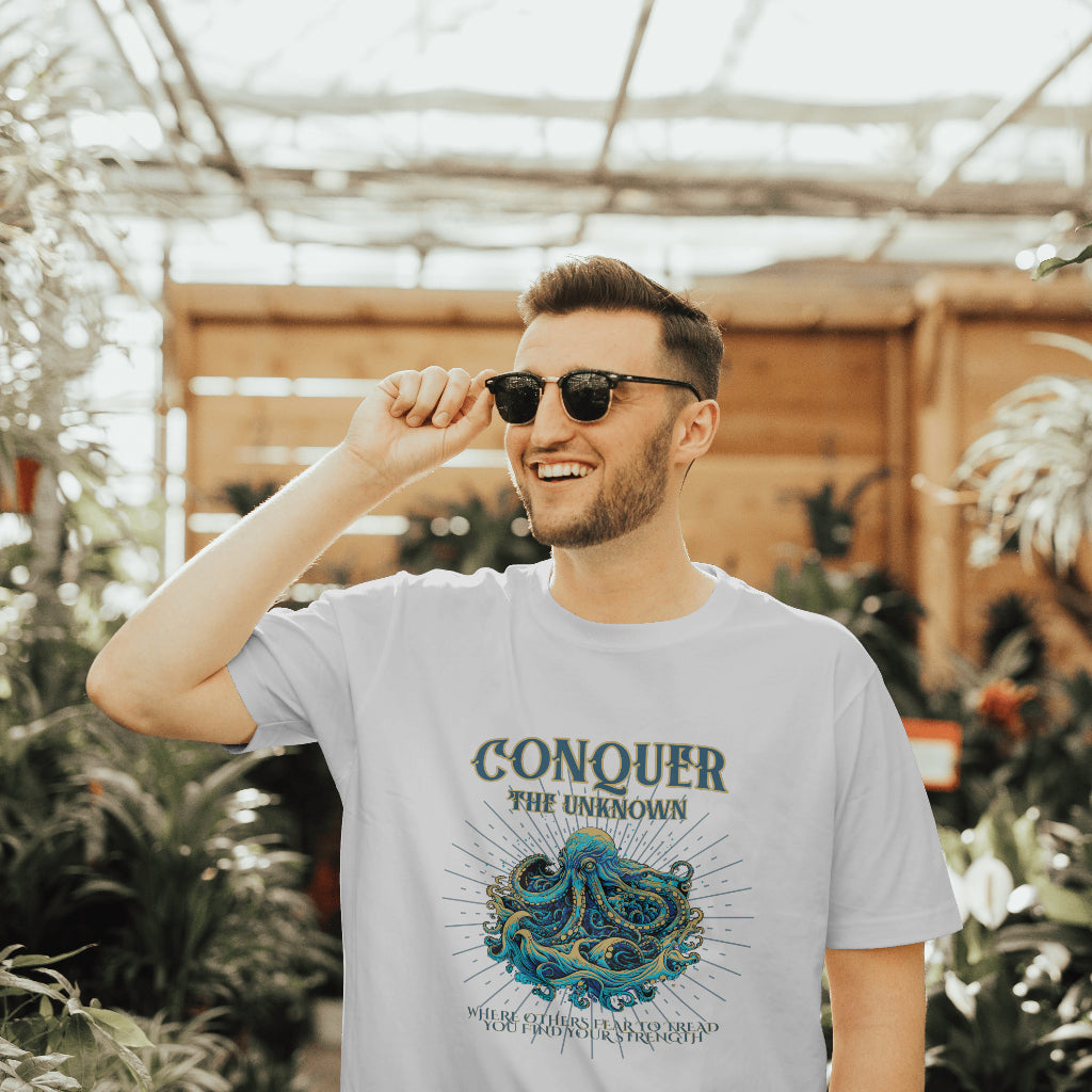 The Kraken Conquer the Unknown Tee for Navy Folklore Lovers - Phoenix Wear SATX