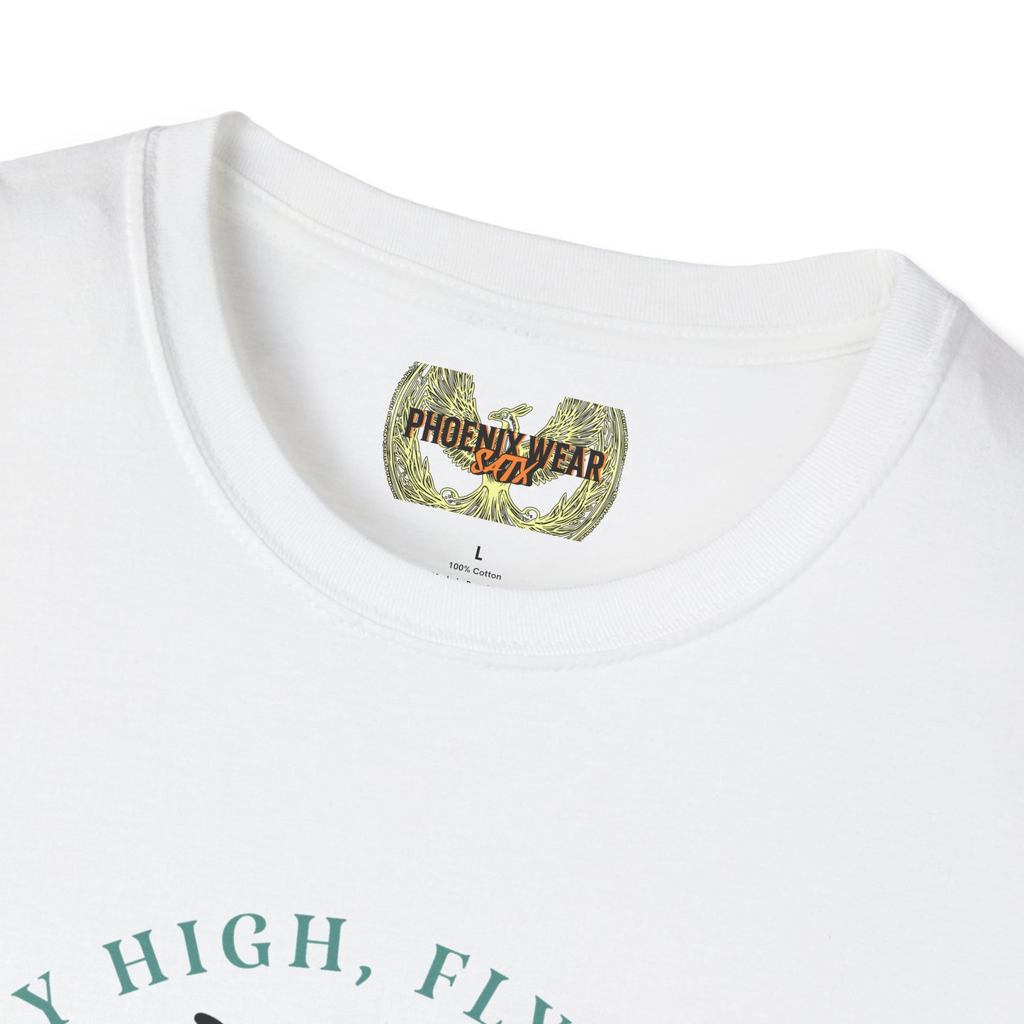 Dragon Graphic T-Shirt - 'Fly High, Fly Free' Unisex Softstyle Tee