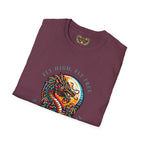 Dragon Graphic T-Shirt - 'Fly High, Fly Free' Unisex Softstyle Tee