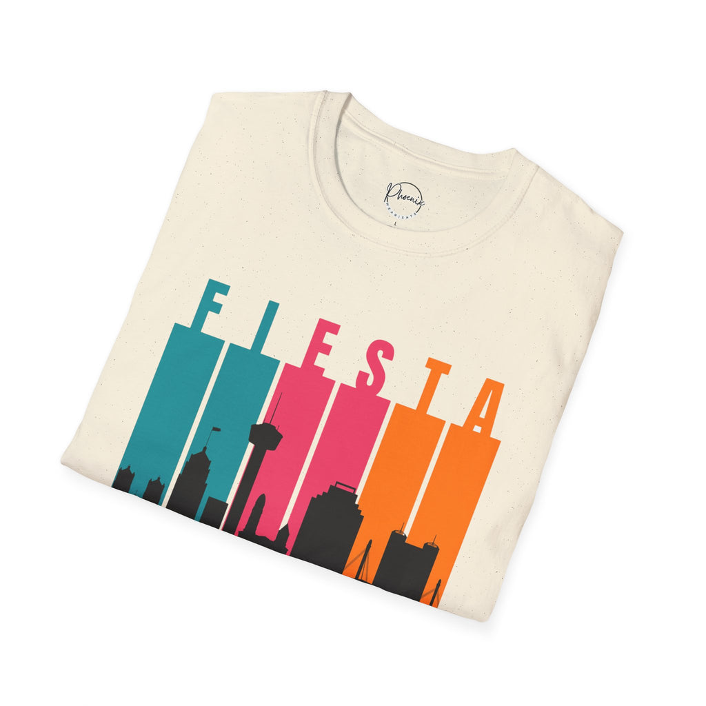 Fiesta San Antonio Skyline T-Shirt — Retro Color Block City Tee