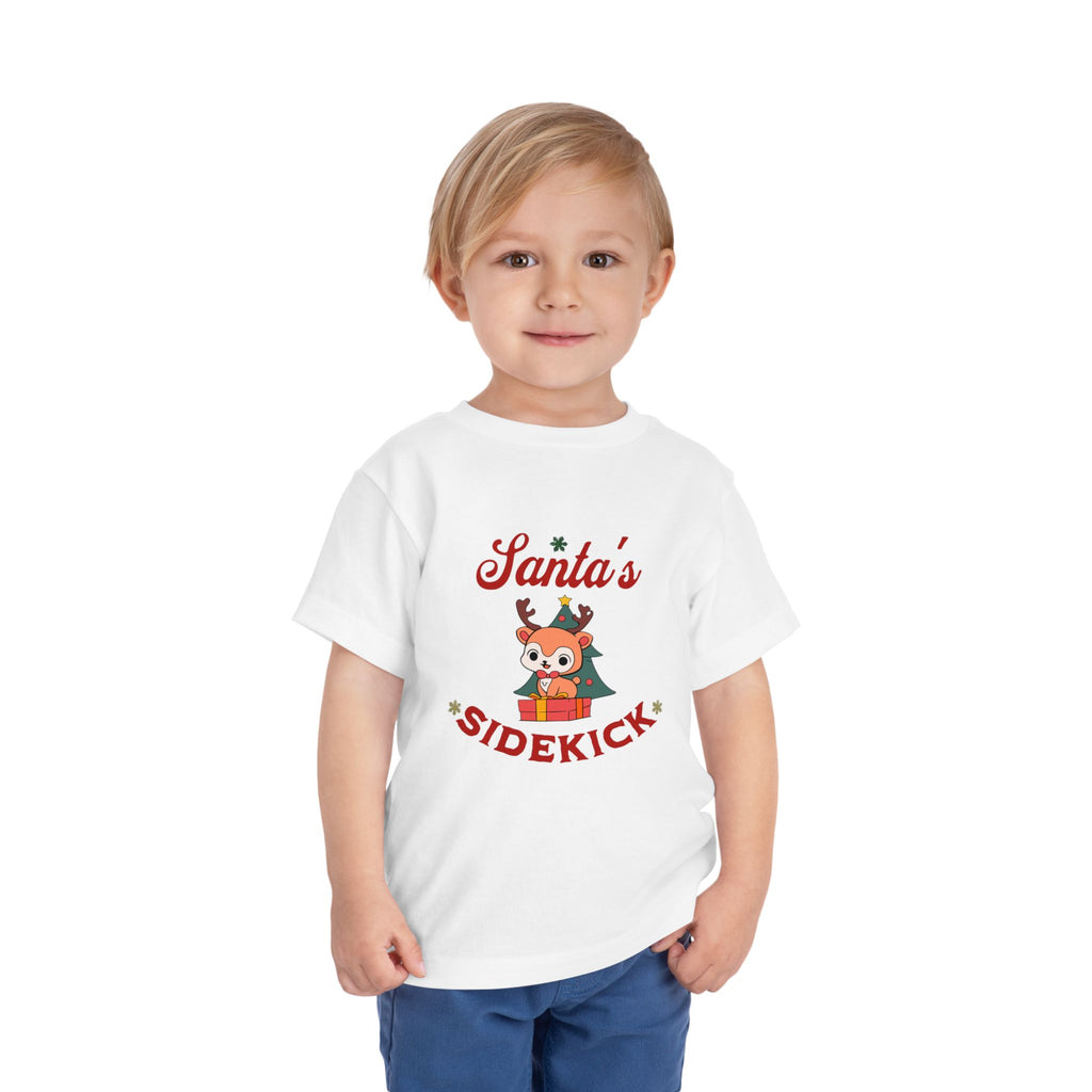 Santa's Sidekick Toddler Tee – Cute Reindeer Holiday Shirt for Kids