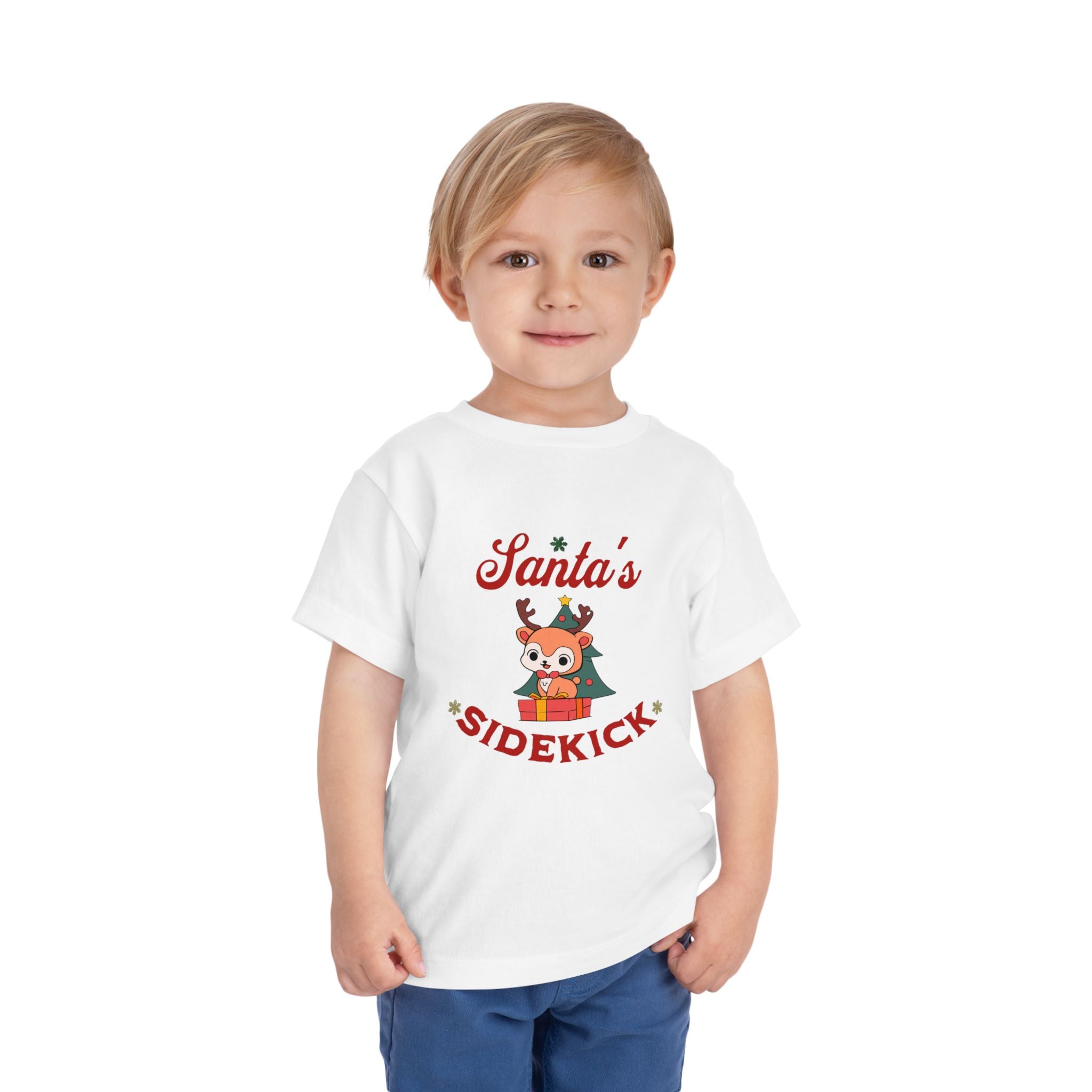 Santa's Sidekick Toddler Tee – Cute Reindeer Holiday Shirt for Kids