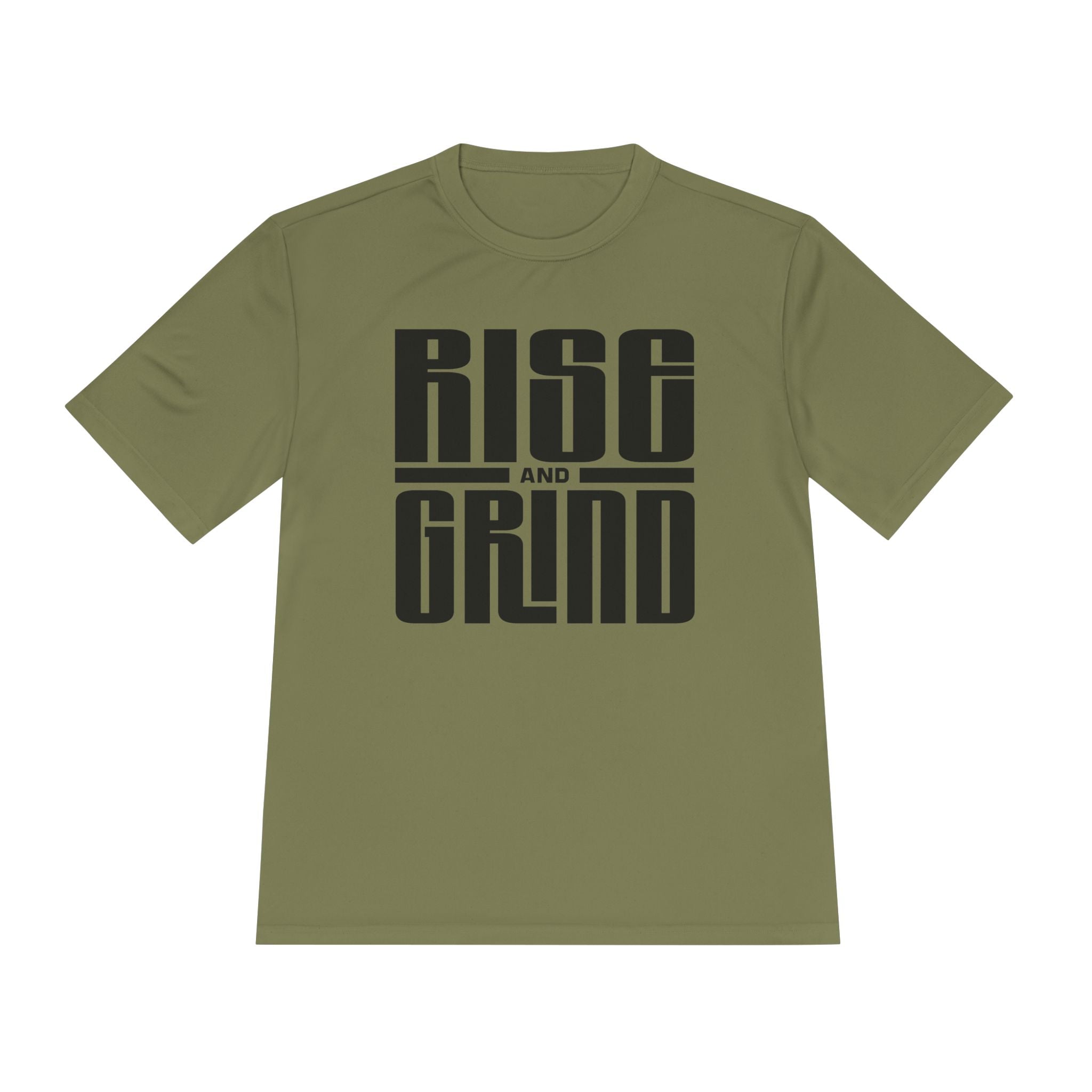 Rise and Grind Moisture-Wicking Tee — Motivational Fitness Shirt