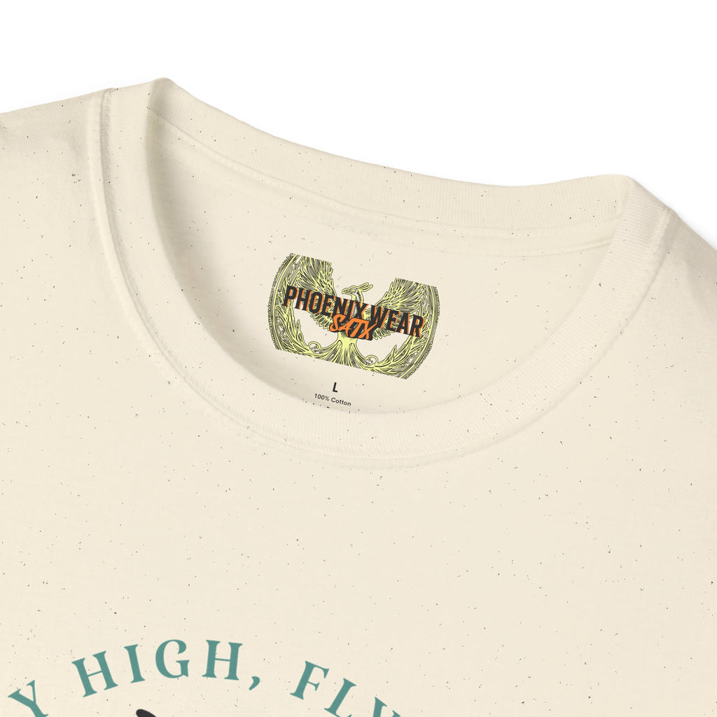 Dragon Graphic T-Shirt - 'Fly High, Fly Free' Unisex Softstyle Tee