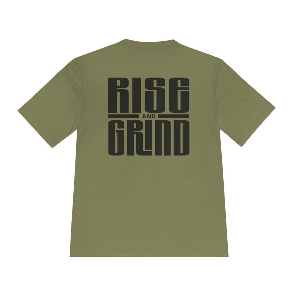 Rise and Grind Moisture-Wicking Tee — Motivational Workout T-Shirt