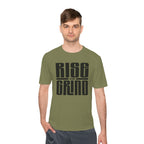 Rise and Grind Moisture-Wicking Tee — Motivational Fitness Shirt