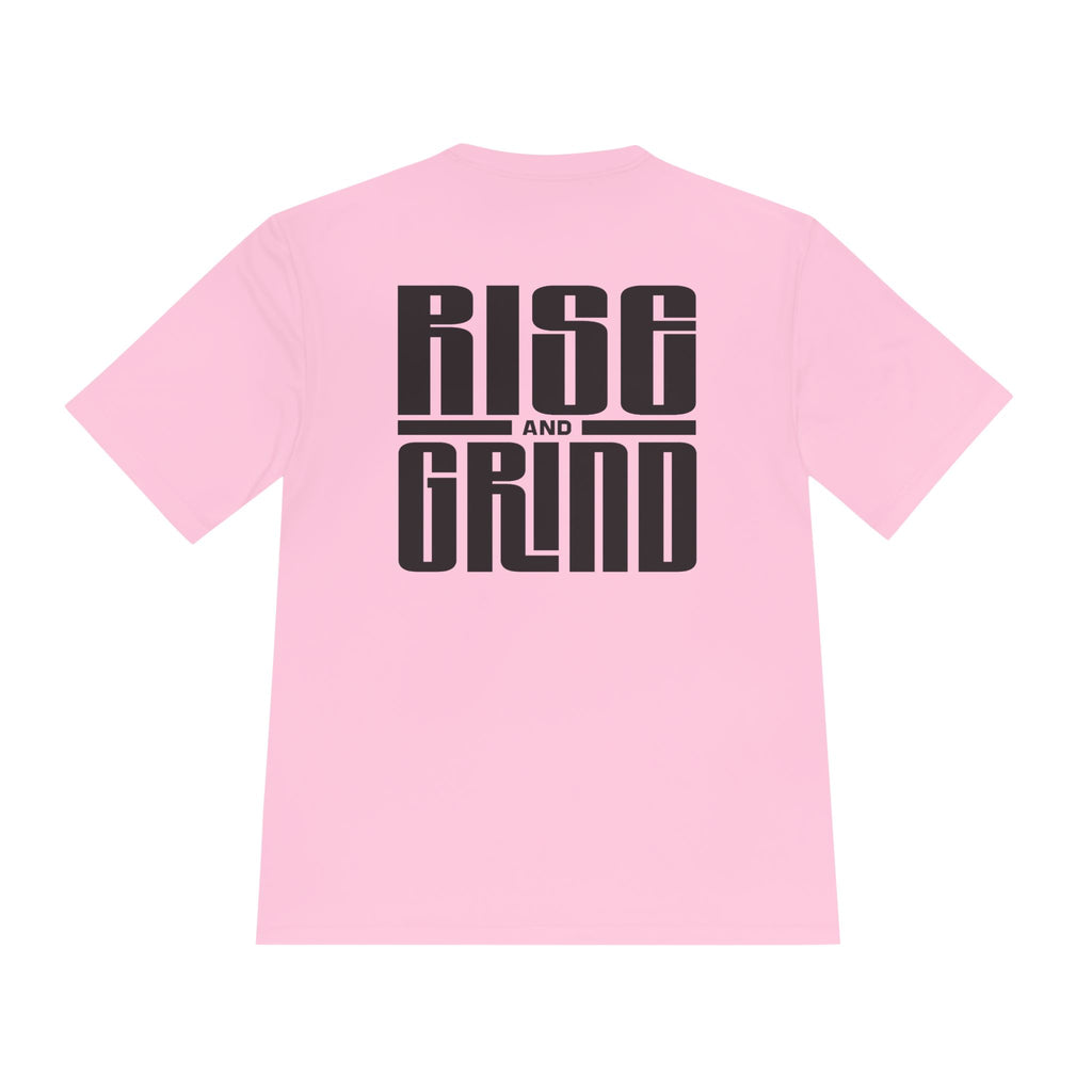 Rise and Grind Moisture-Wicking Tee — Motivational Workout T-Shirt