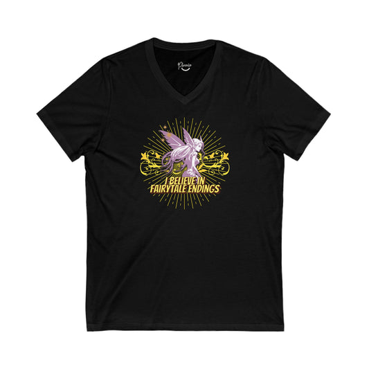 I Believe in Fairytales - Graphic V-Neck Tee for Fantasy Lovers - Phoenix Wear SATX