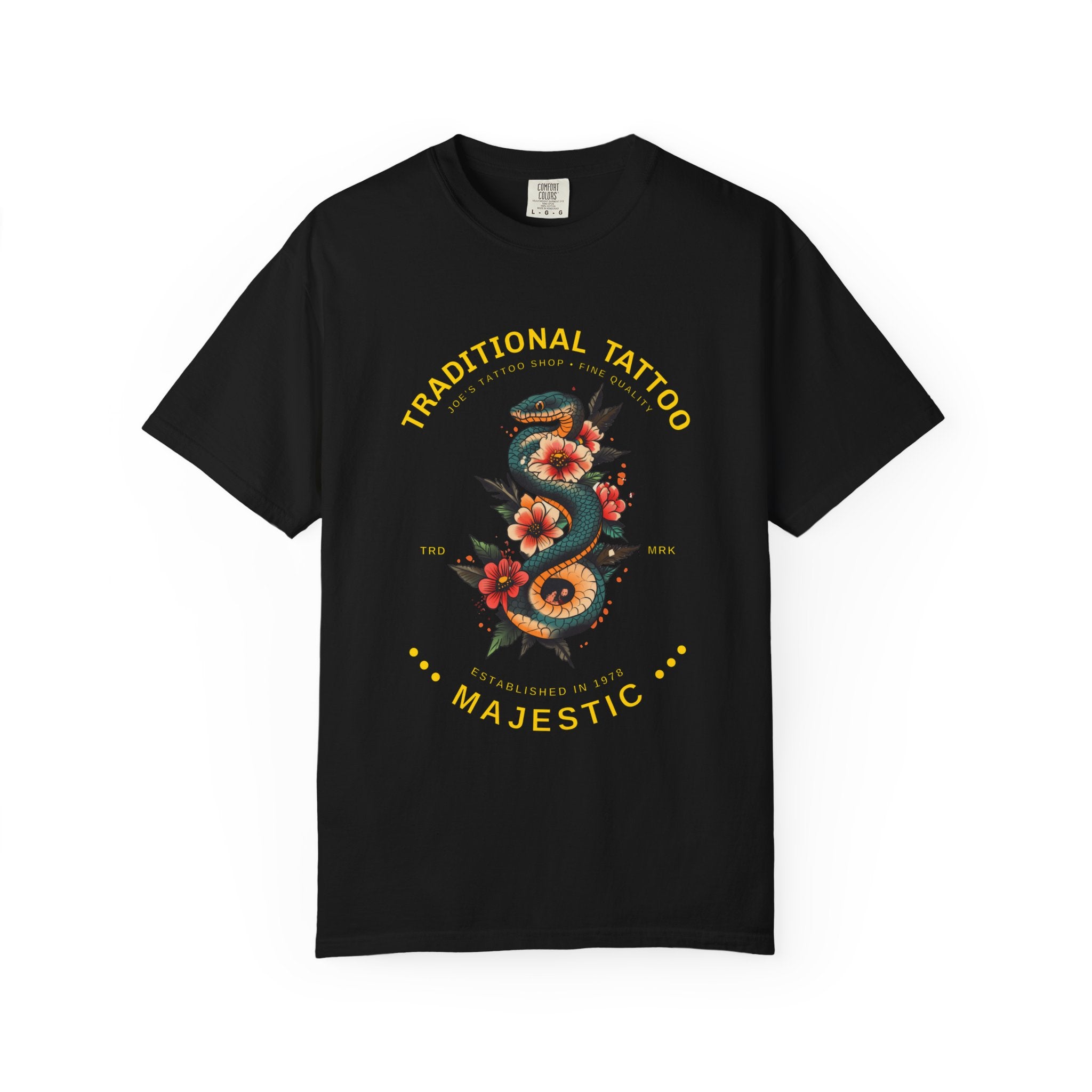 Tattoo Garden Snake T-Shirt — Majestic Traditional Tattoo Graphic Tee