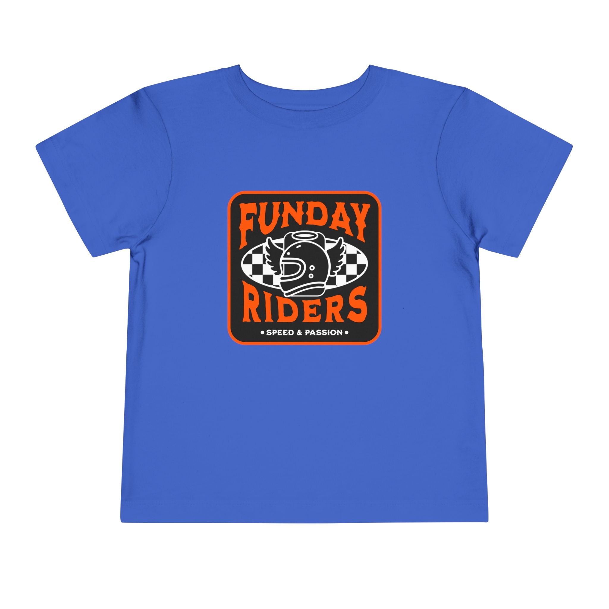 Toddler Tee — “Funday Riders” Motorcycle Helmet Graphic
