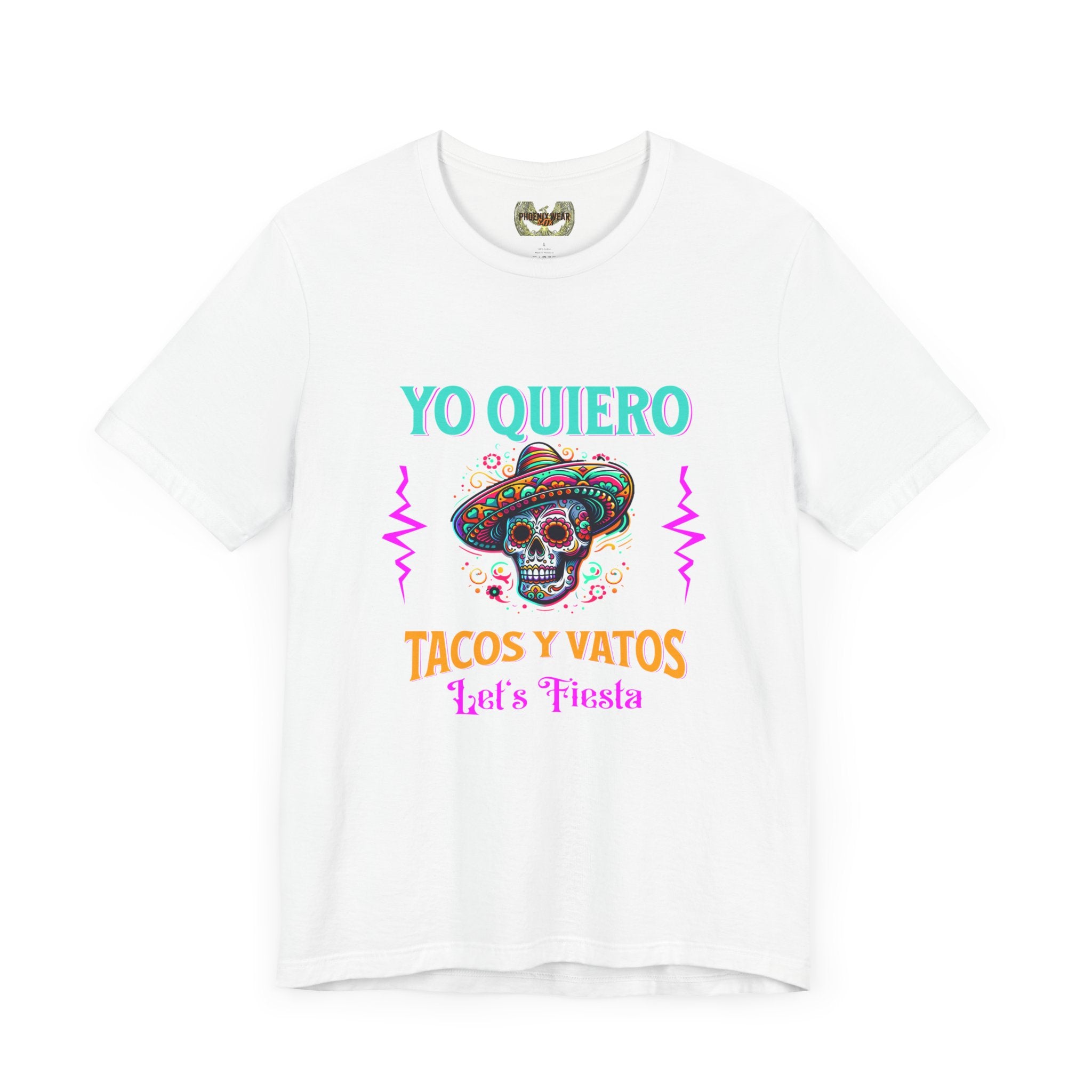 Yo Quiero Tacos y Vatos Skull Sombrero Fiesta Shirt Lightwieght
