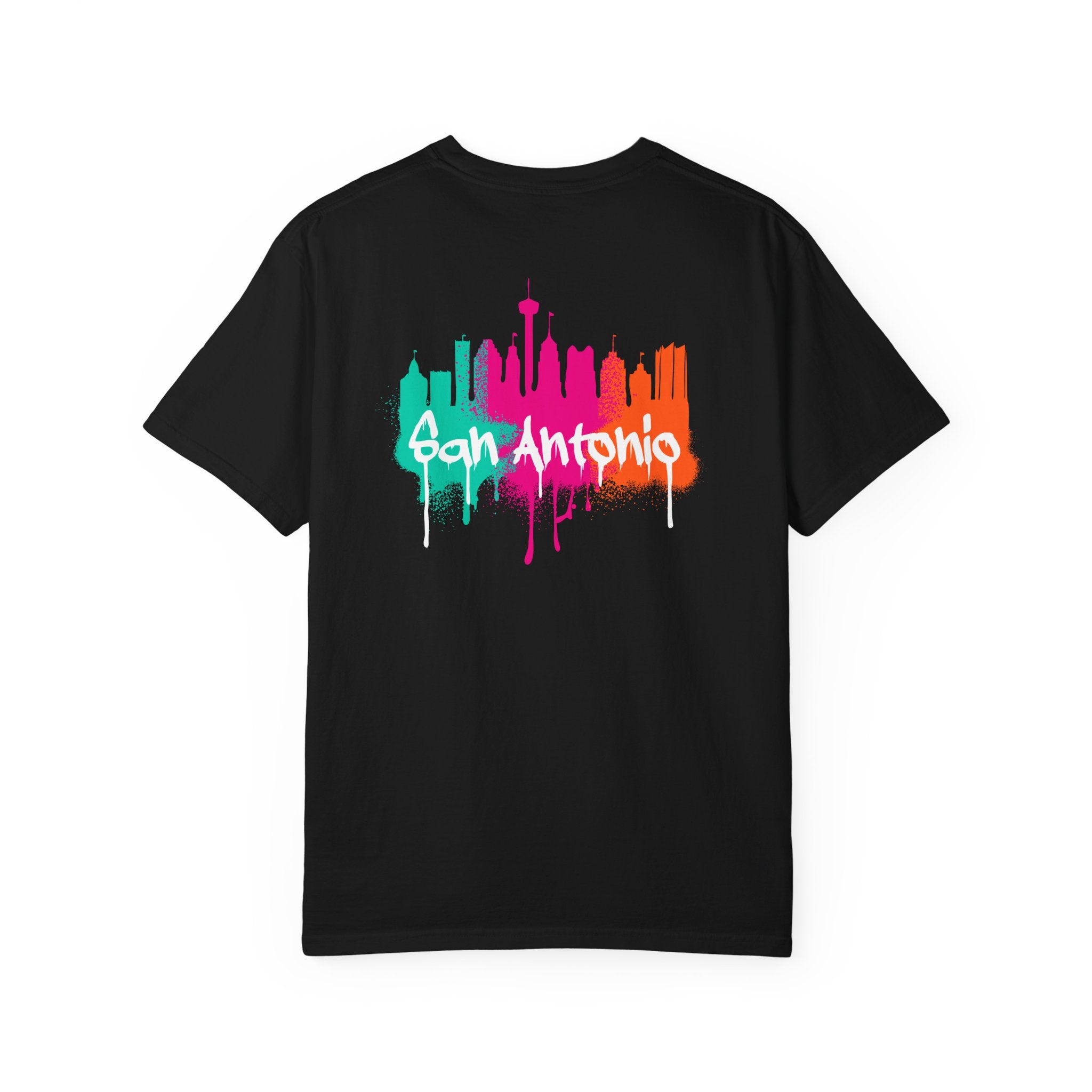 San Antonio Skyline Graffiti T-Shirt — Colorful Cityscape Tee