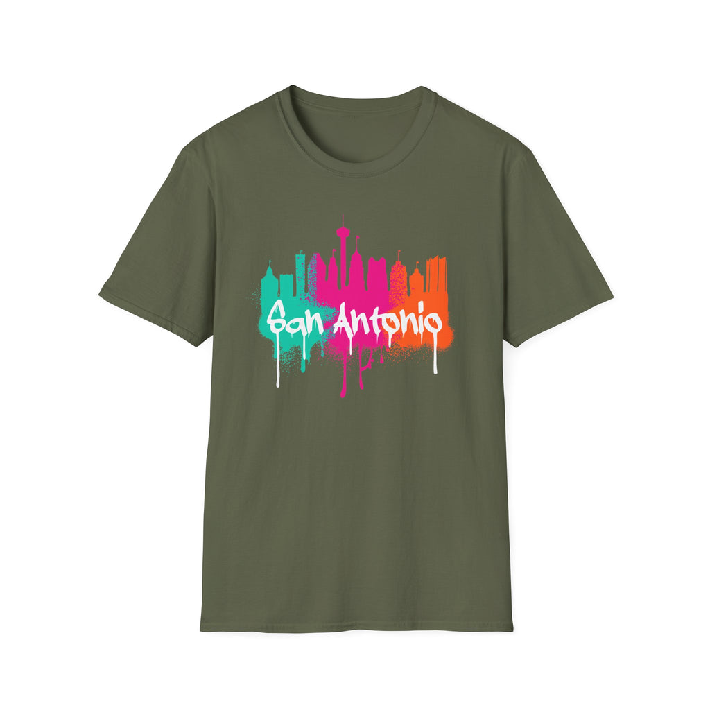 San Antonio Cityscape T-Shirt — Colorful Graffiti Fiesta Theme Tee