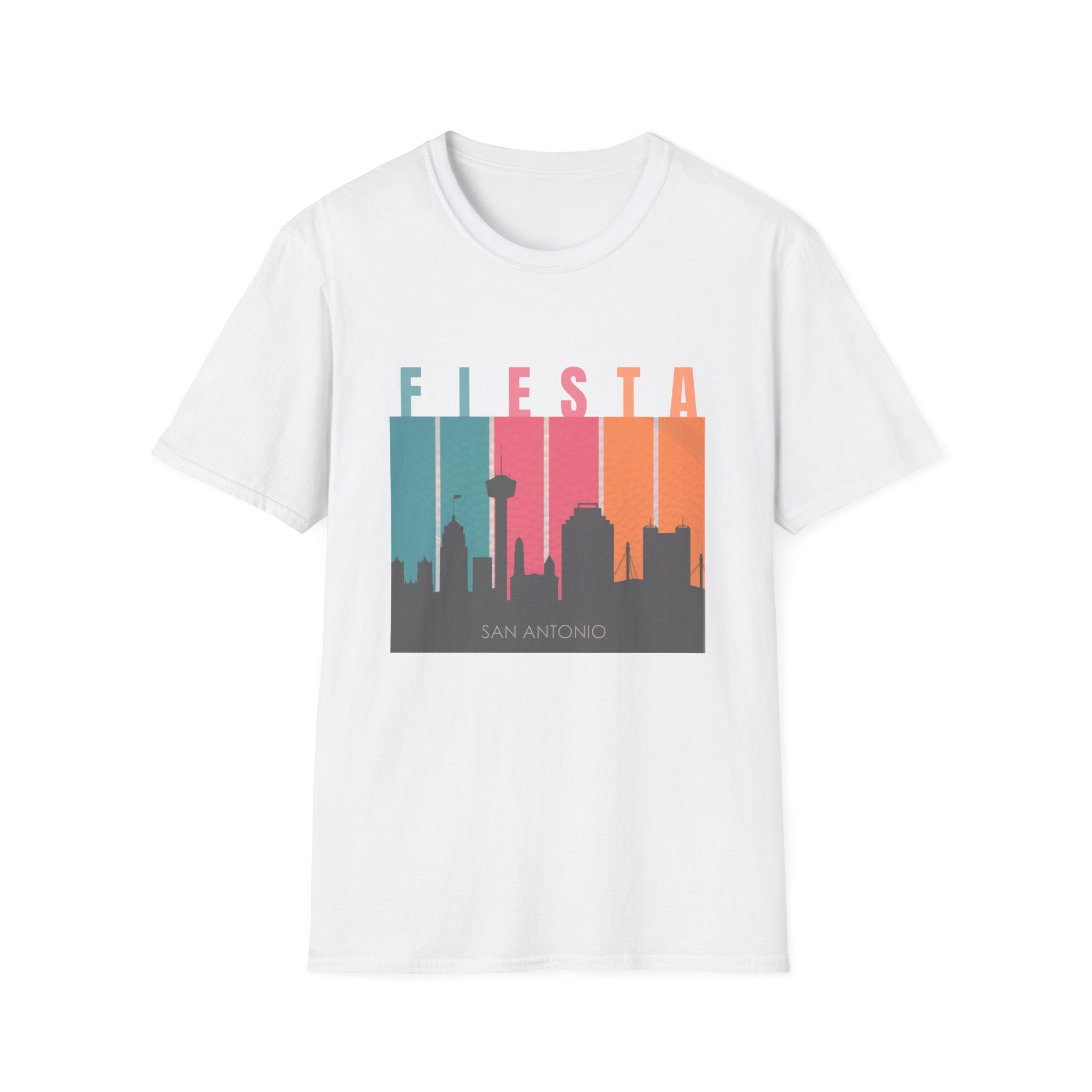 Fiesta San Antonio Skyline T-Shirt — Retro Color Block City Tee