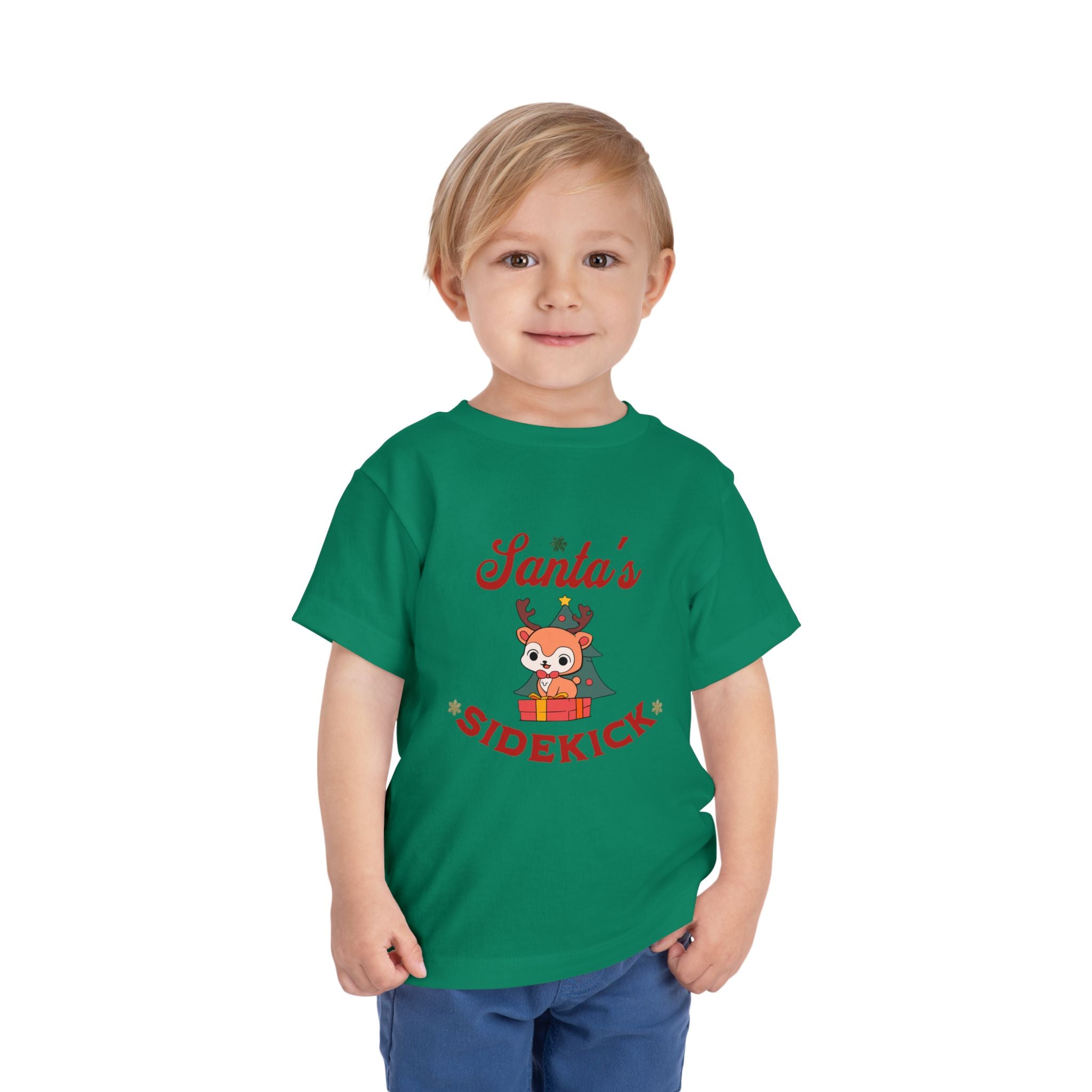 Santa's Sidekick Toddler Tee – Cute Reindeer Holiday Shirt for Kids