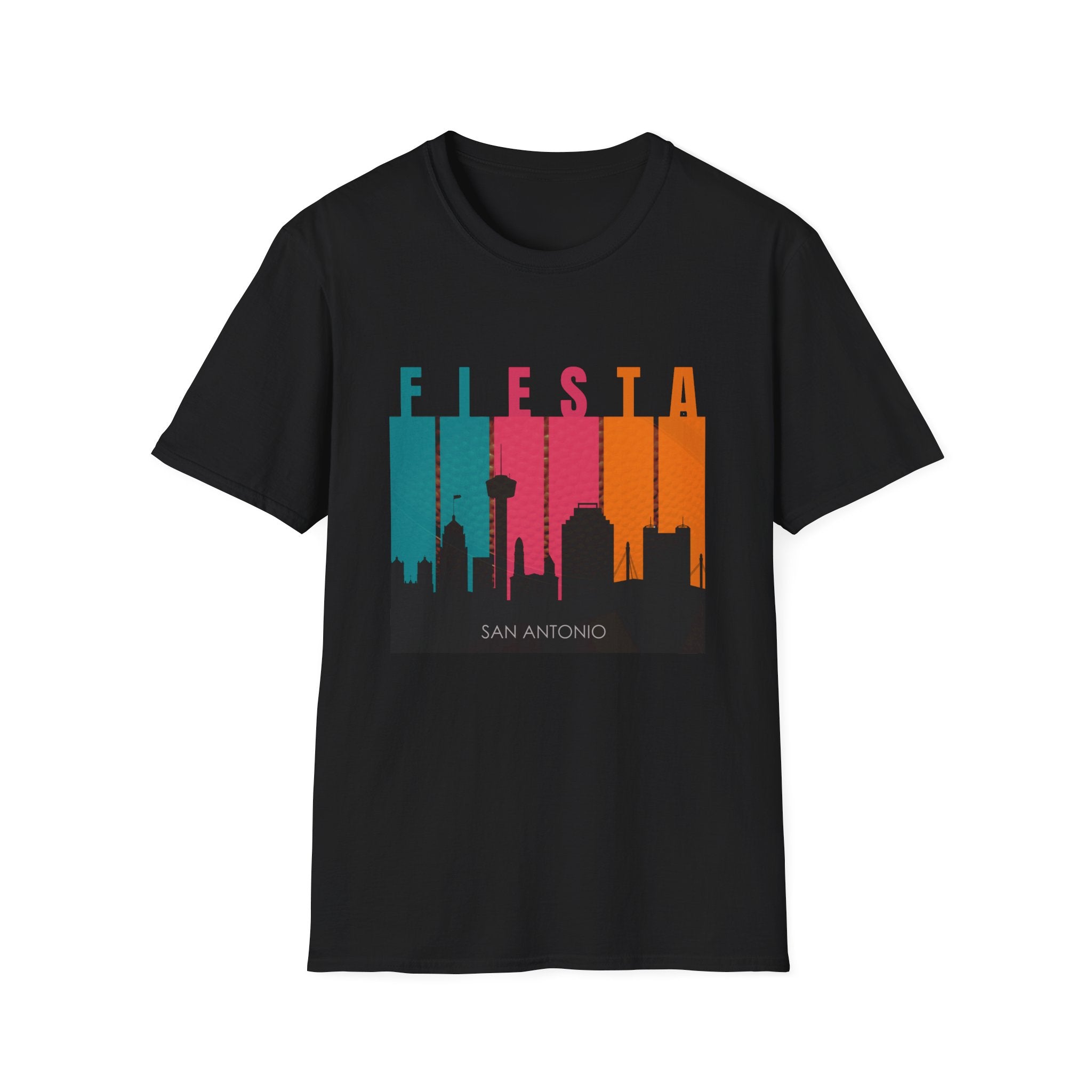 Fiesta San Antonio Skyline T-Shirt — Retro Color Block City Tee