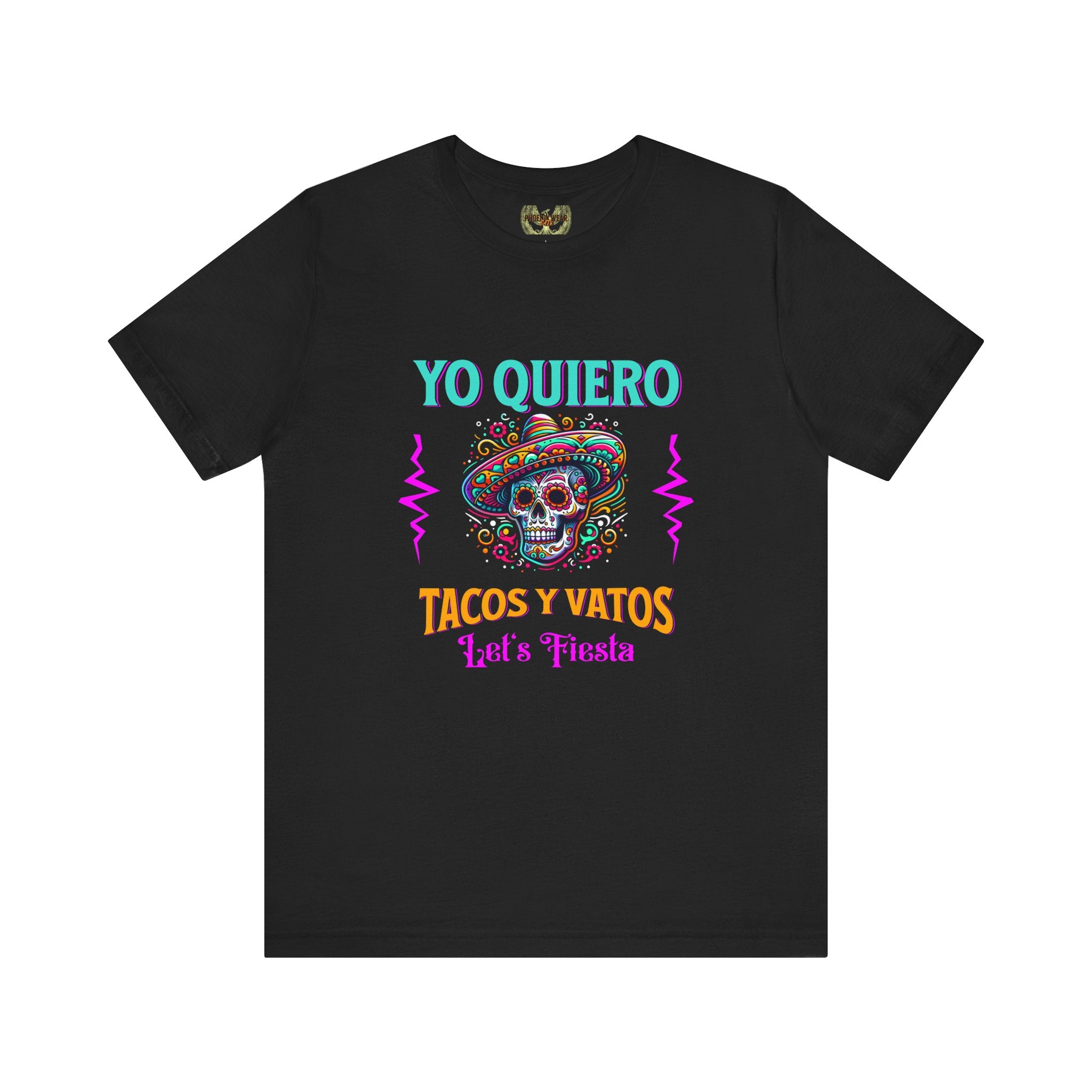 Yo Quiero Tacos y Vatos Skull Sombrero Fiesta Shirt Lightwieght