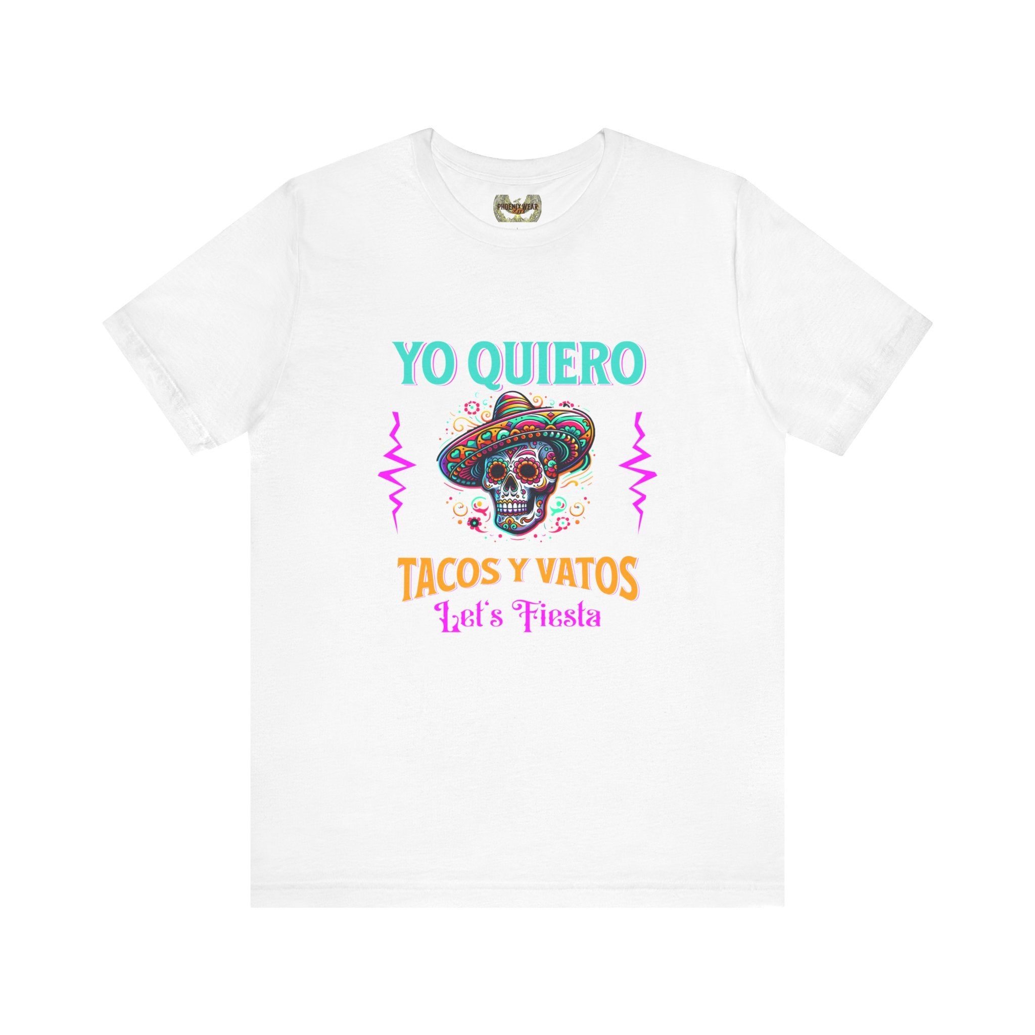 Yo Quiero Tacos y Vatos Skull Sombrero Fiesta Shirt Lightwieght
