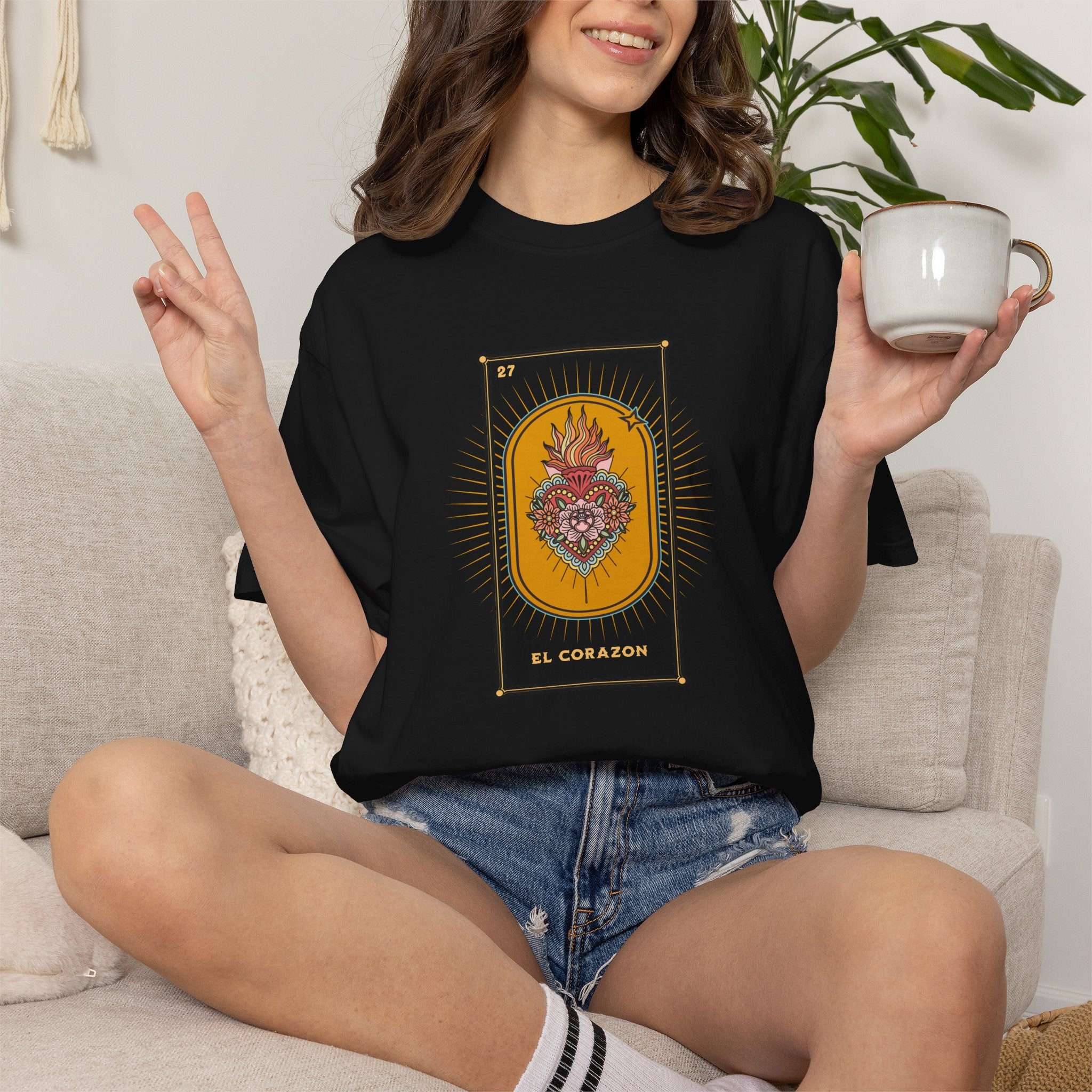 Sacred Heart Graphic T-Shirt — "El Corazón" Spiritual Tattoo Art
