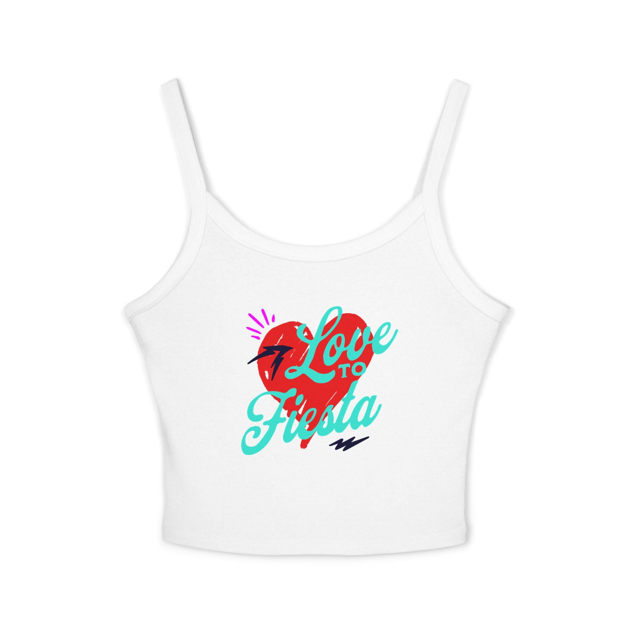 Fiesta Love Crop Tank — "Love to Fiesta" Women's Spaghetti Strap Tank