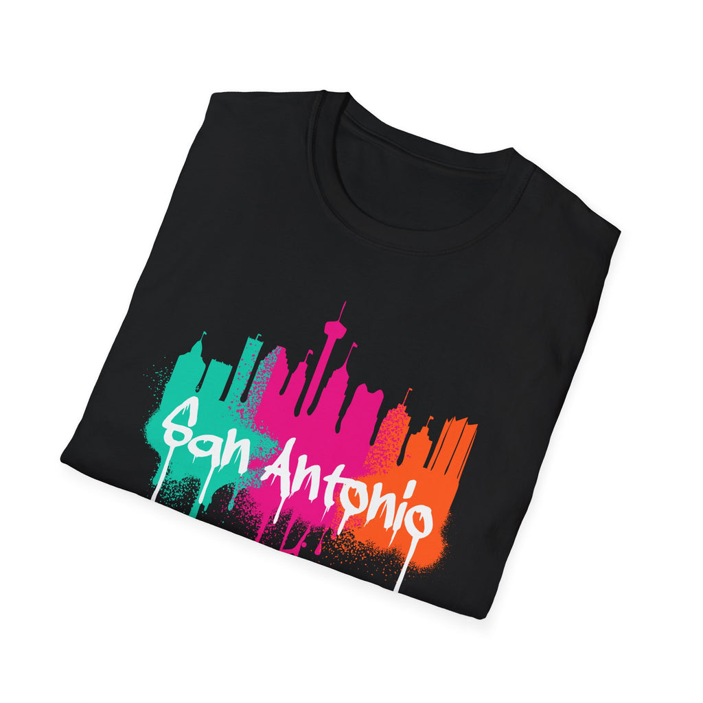 San Antonio Cityscape T-Shirt — Colorful Graffiti Fiesta Theme Tee