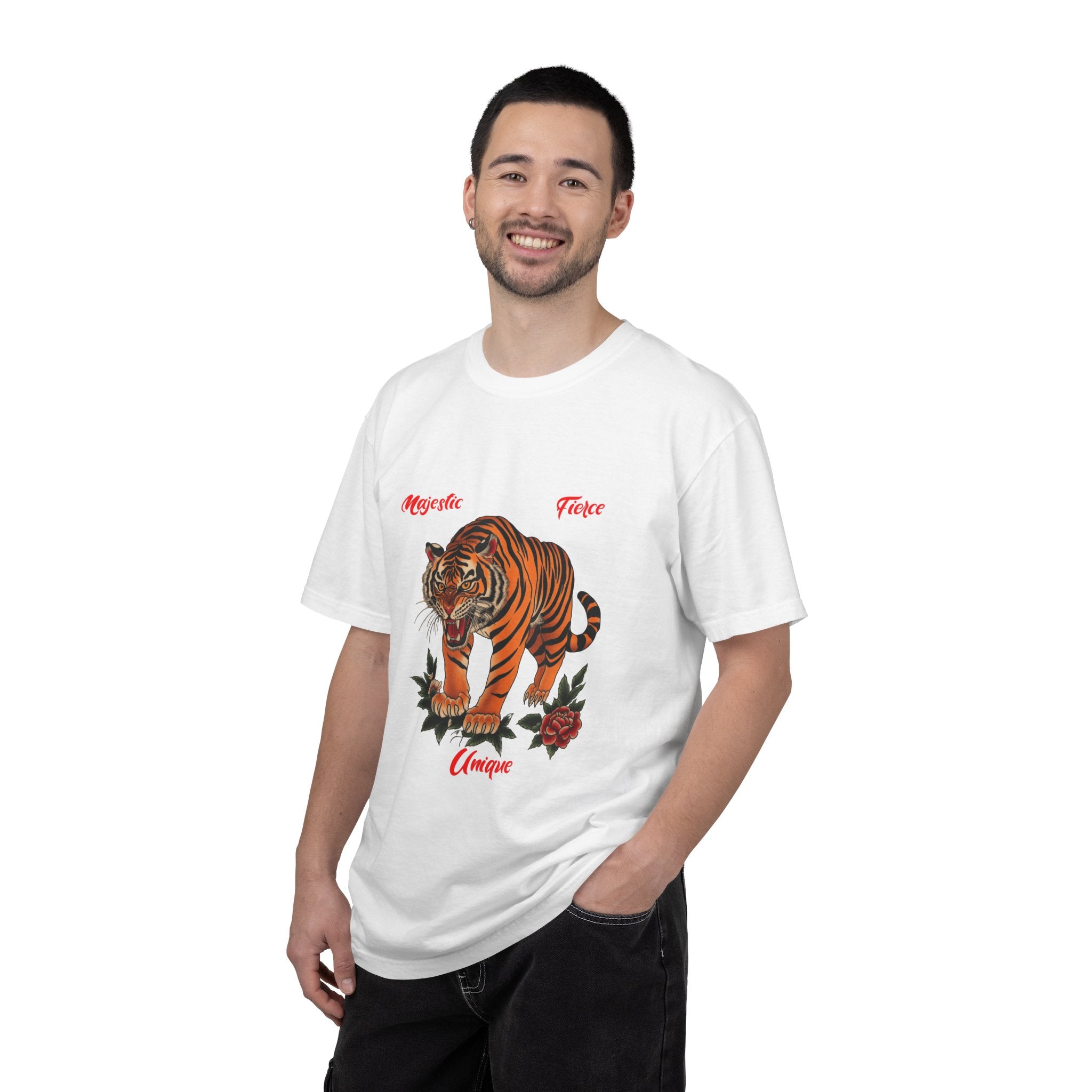 Vintage Roaring Tiger Floral Tattoo T-Shirt