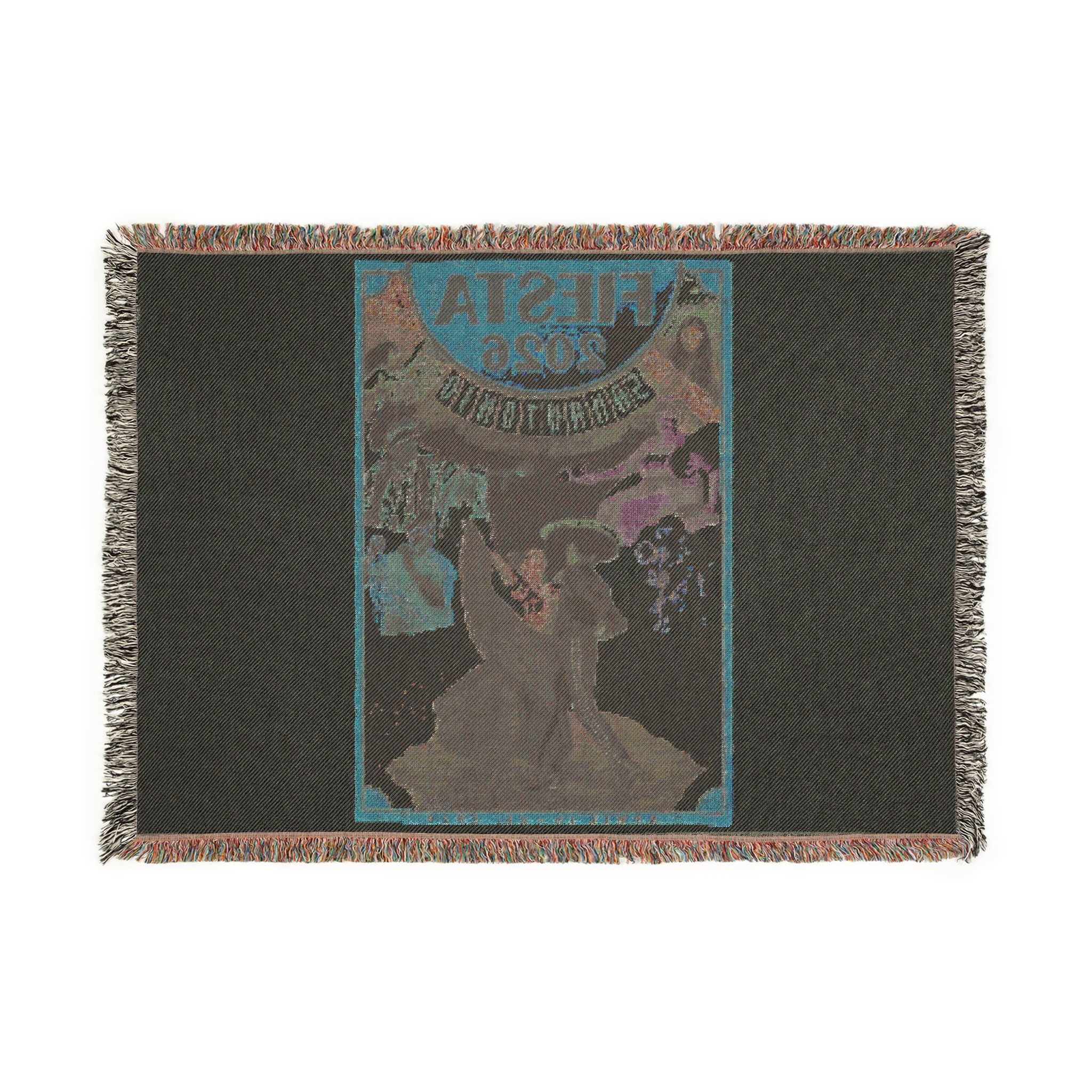 Fiesta 2026 Woven Blanket — Vintage Festival Poster Throw