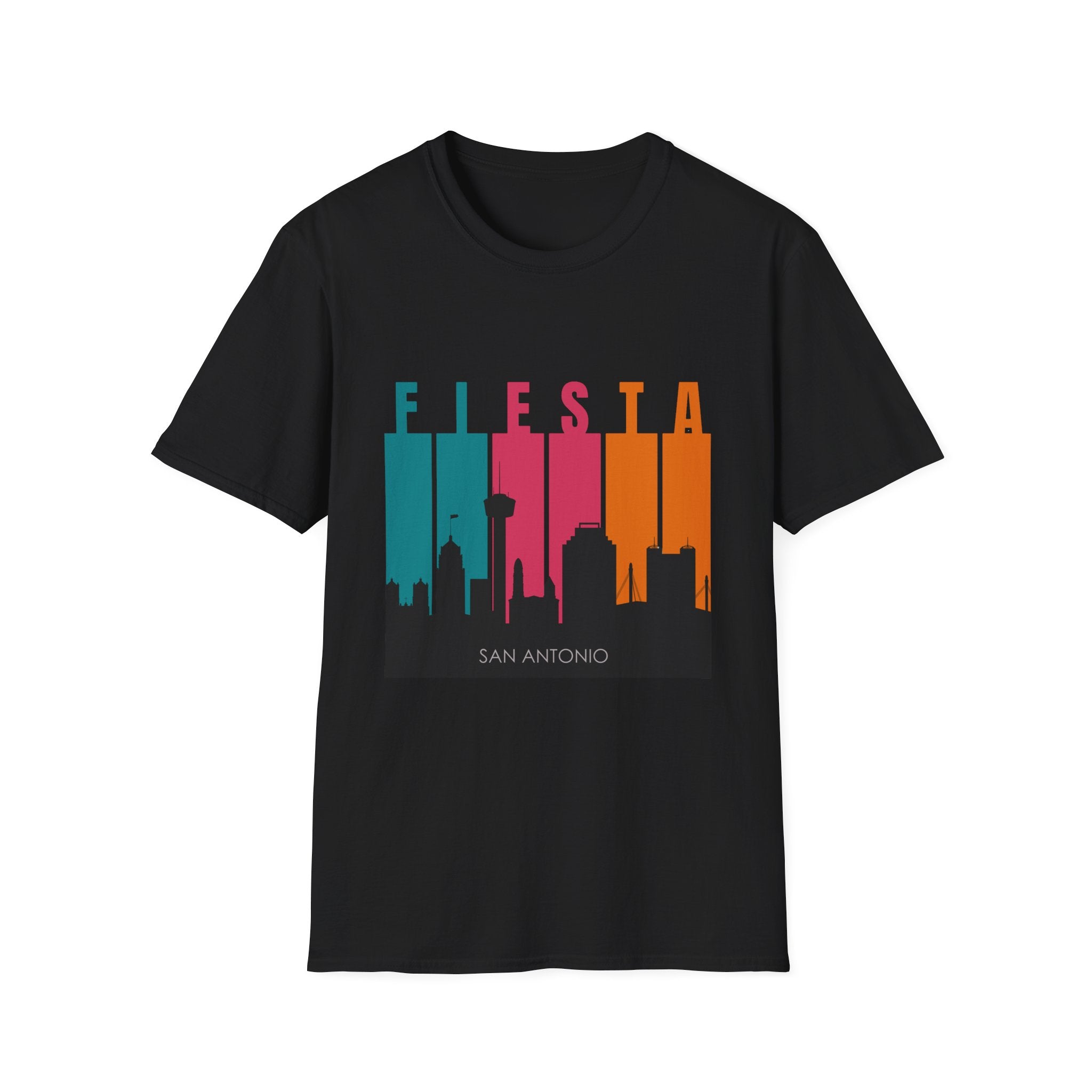 Fiesta San Antonio Skyline T-Shirt — Retro Color Block City Tee