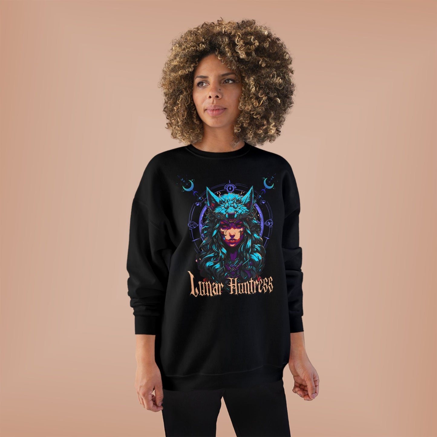 Lunar Huntress Graphic Sweatshirt for Fantasy Lovers - Phoenix Wear SATX