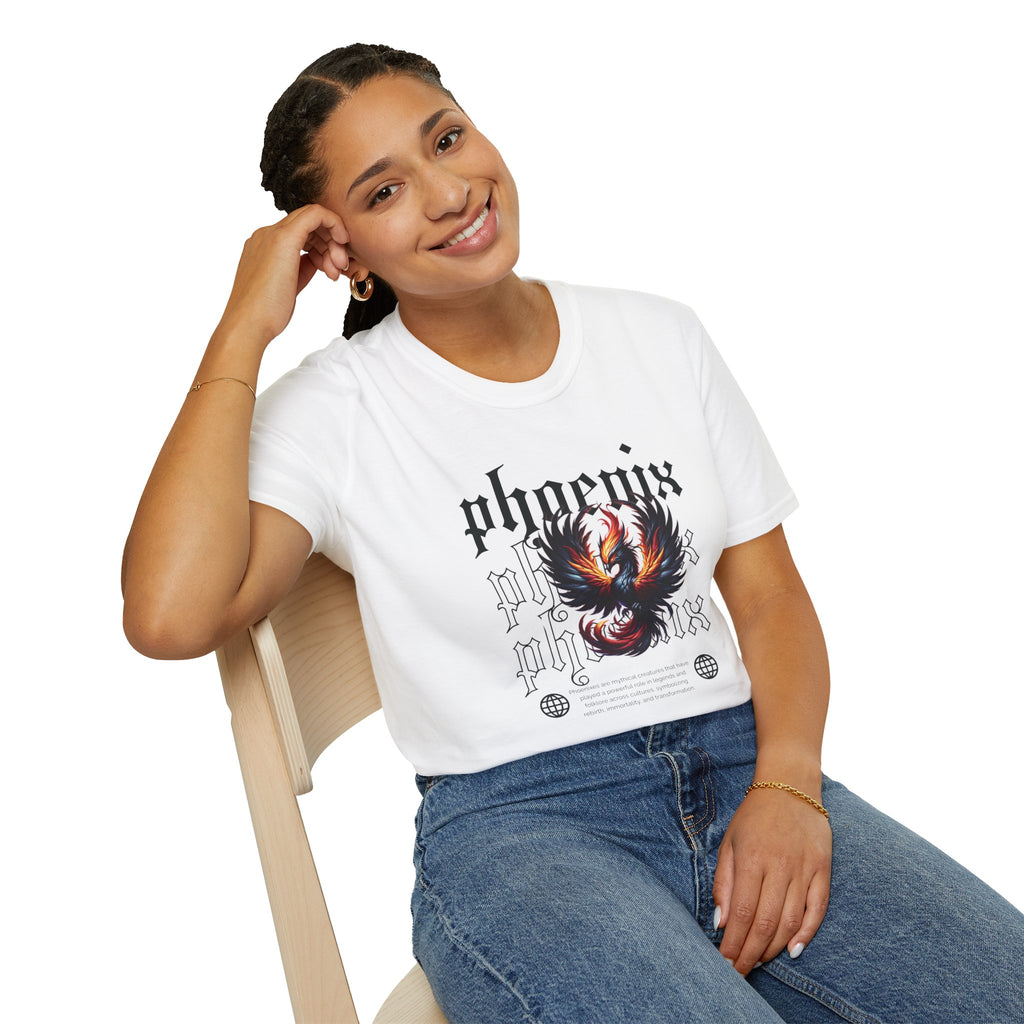Phoenix Graphic Unisex Softstyle T-Shirt – Edgy, Stylish Apparel for Everyday Wear