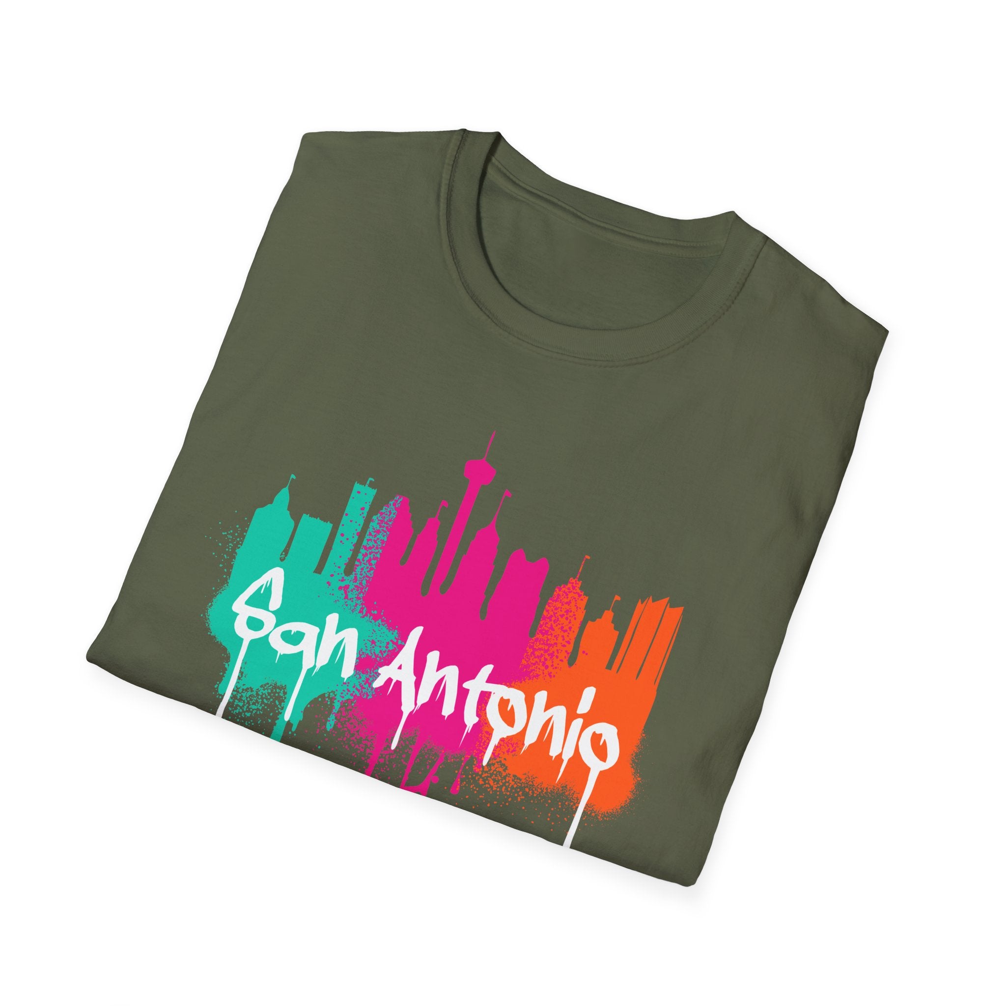 San Antonio Cityscape T-Shirt — Colorful Graffiti Fiesta Theme Tee