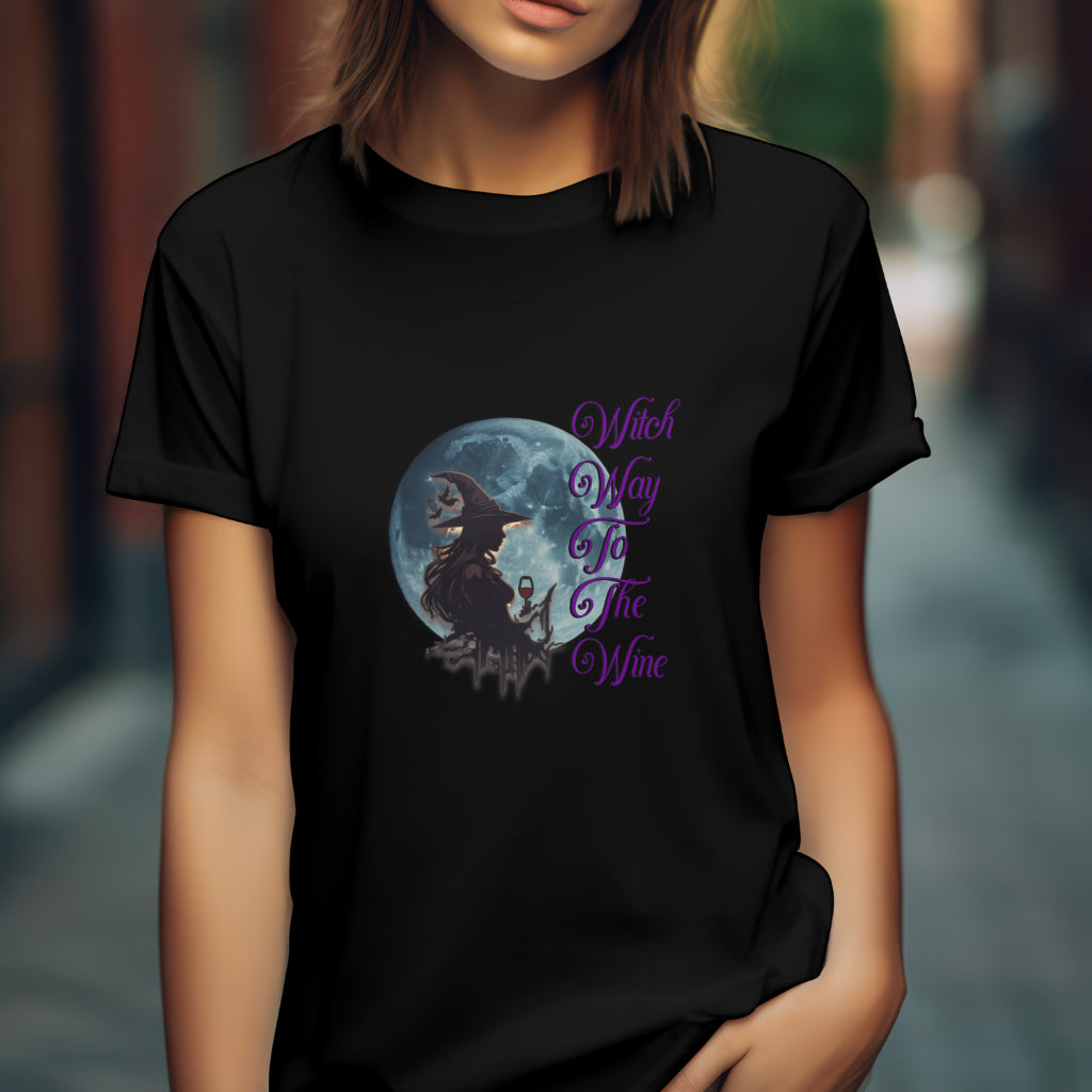 Witch Way to the Wine Graphic Tee for Halloween Lovers - Phoenix Wear SATX