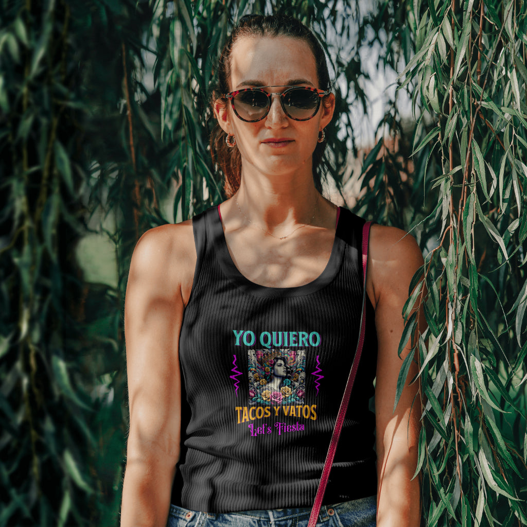 Yo Quiero Tacos y Vatos Racerback Tank - Women's Fiesta Top