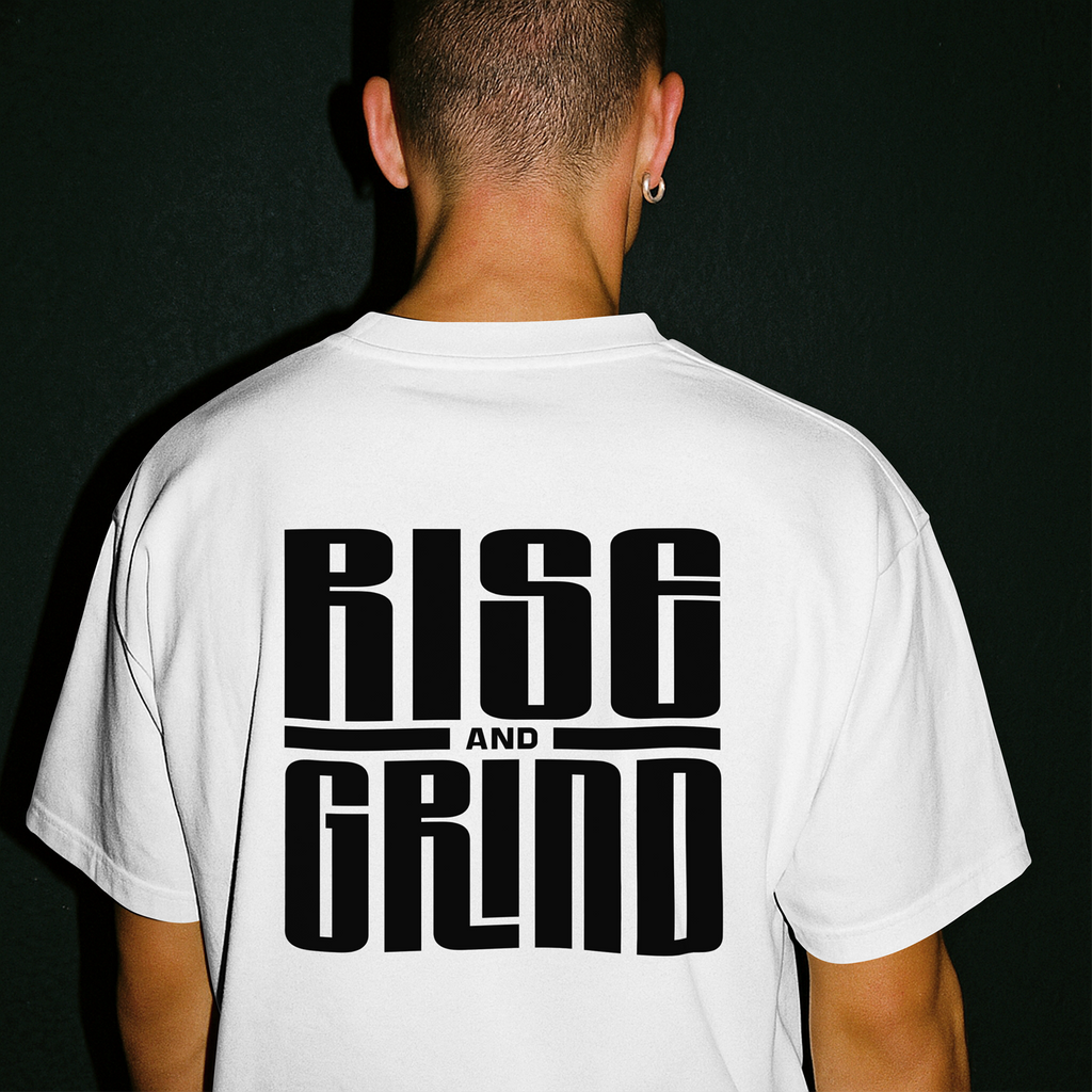 Rise and Grind Cotton T-Shirt — Motivational Graphic Tee for Hustle Mindset