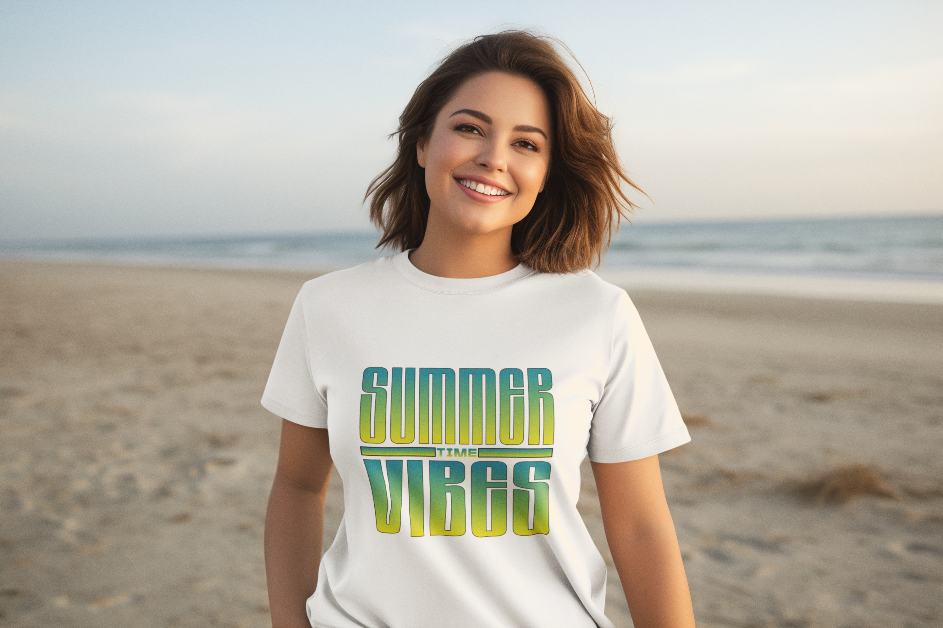 Summer Vibes T-Shirt — Retro Gradient "Summer Time Vibes" Graphic Tee