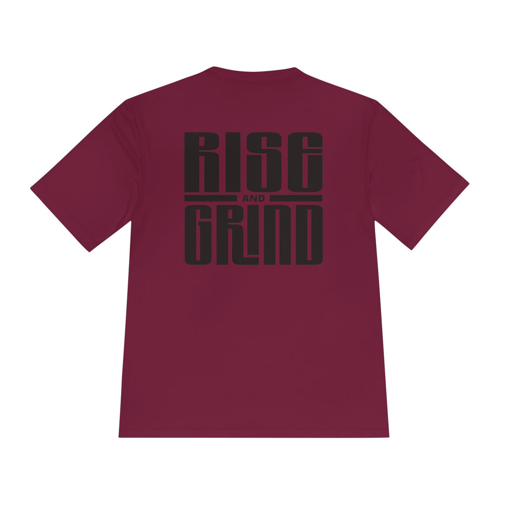 Rise and Grind Moisture-Wicking Tee — Motivational Workout T-Shirt