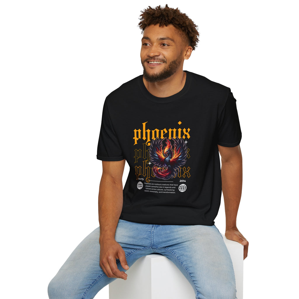 Phoenix Rising Unisex Softstyle T-Shirt - Bold Graphic Tee for Empowerment and Transformation