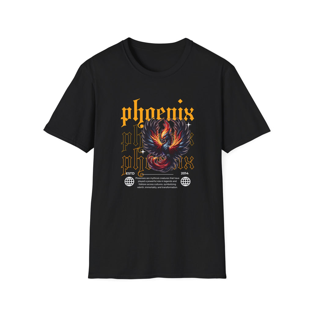 Phoenix Rising Unisex Softstyle T-Shirt - Bold Graphic Tee for Empowerment and Transformation