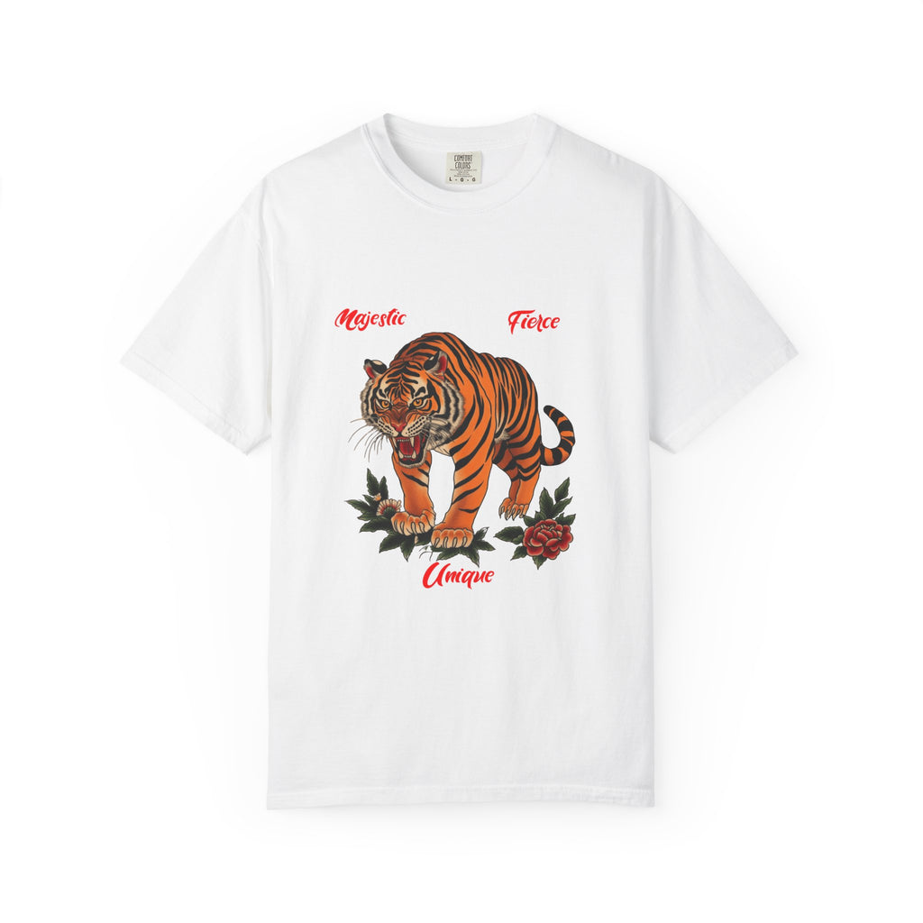 Vintage Roaring Tiger Floral Tattoo T-Shirt
