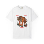 Vintage Roaring Tiger Floral Tattoo T-Shirt