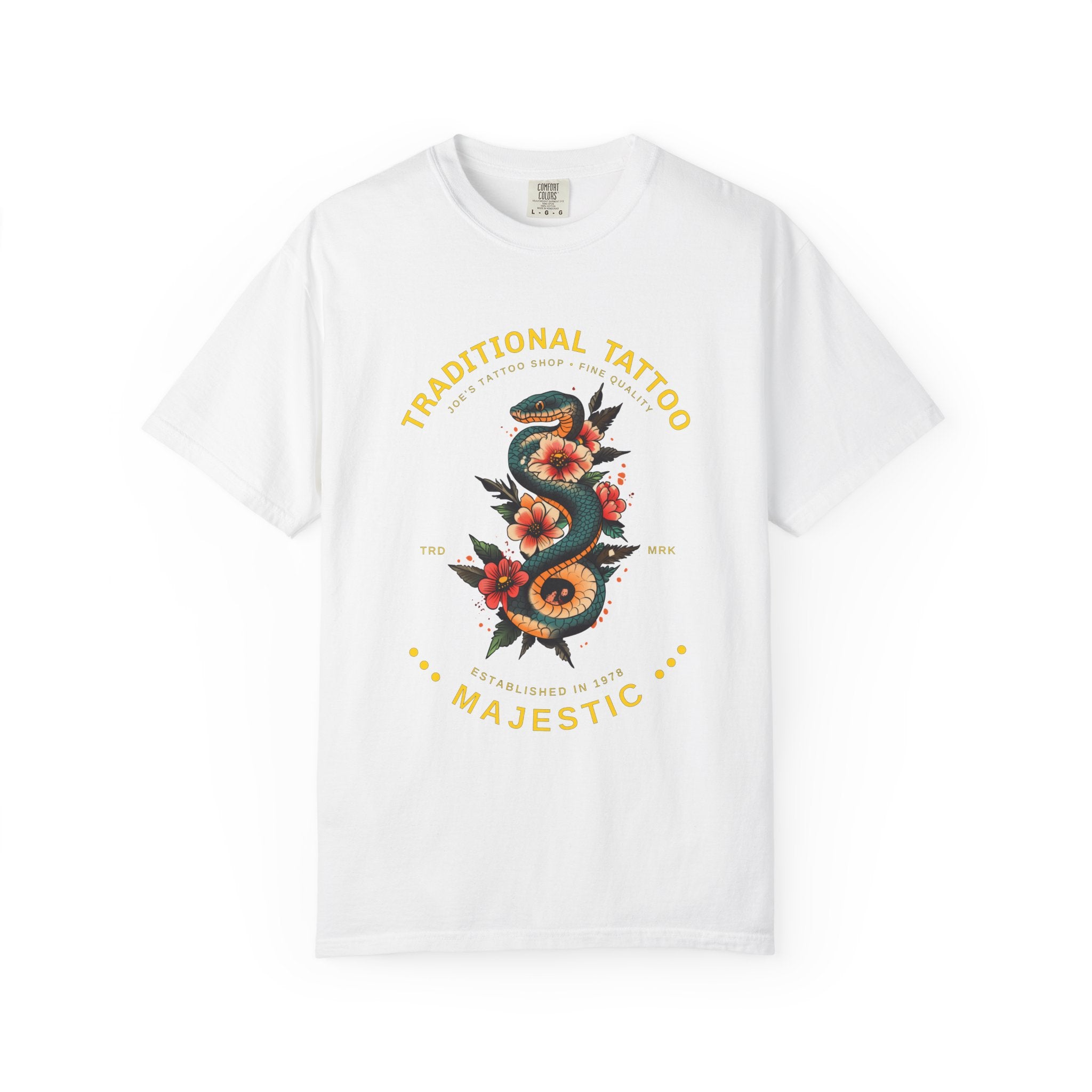 Tattoo Garden Snake T-Shirt — Majestic Traditional Tattoo Graphic Tee