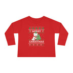 Toddler Long Sleeve Tee — Merry Christmas Snowman & Tree Holiday Shirt for Kids