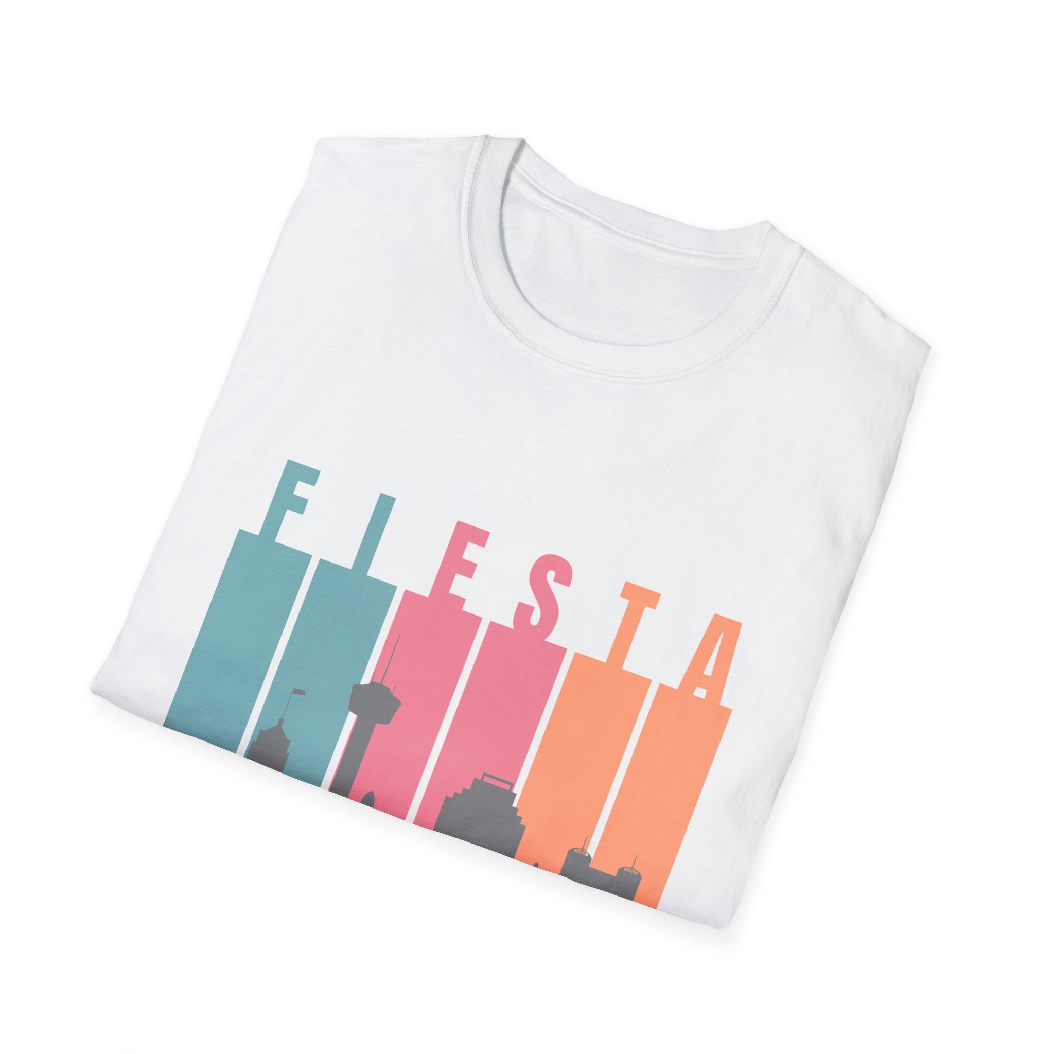 Fiesta San Antonio Skyline T-Shirt — Retro Color Block City Tee