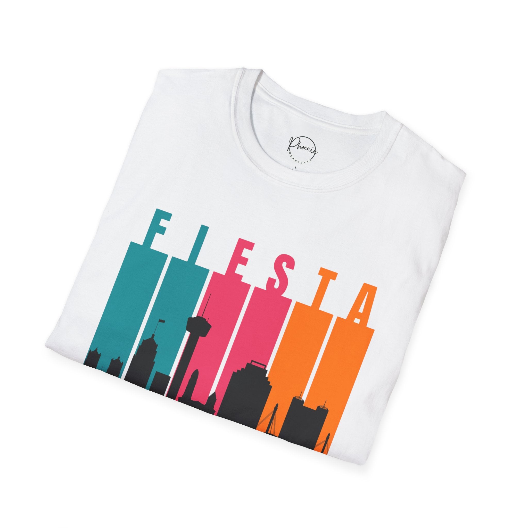Fiesta San Antonio Skyline T-Shirt — Retro Color Block City Tee