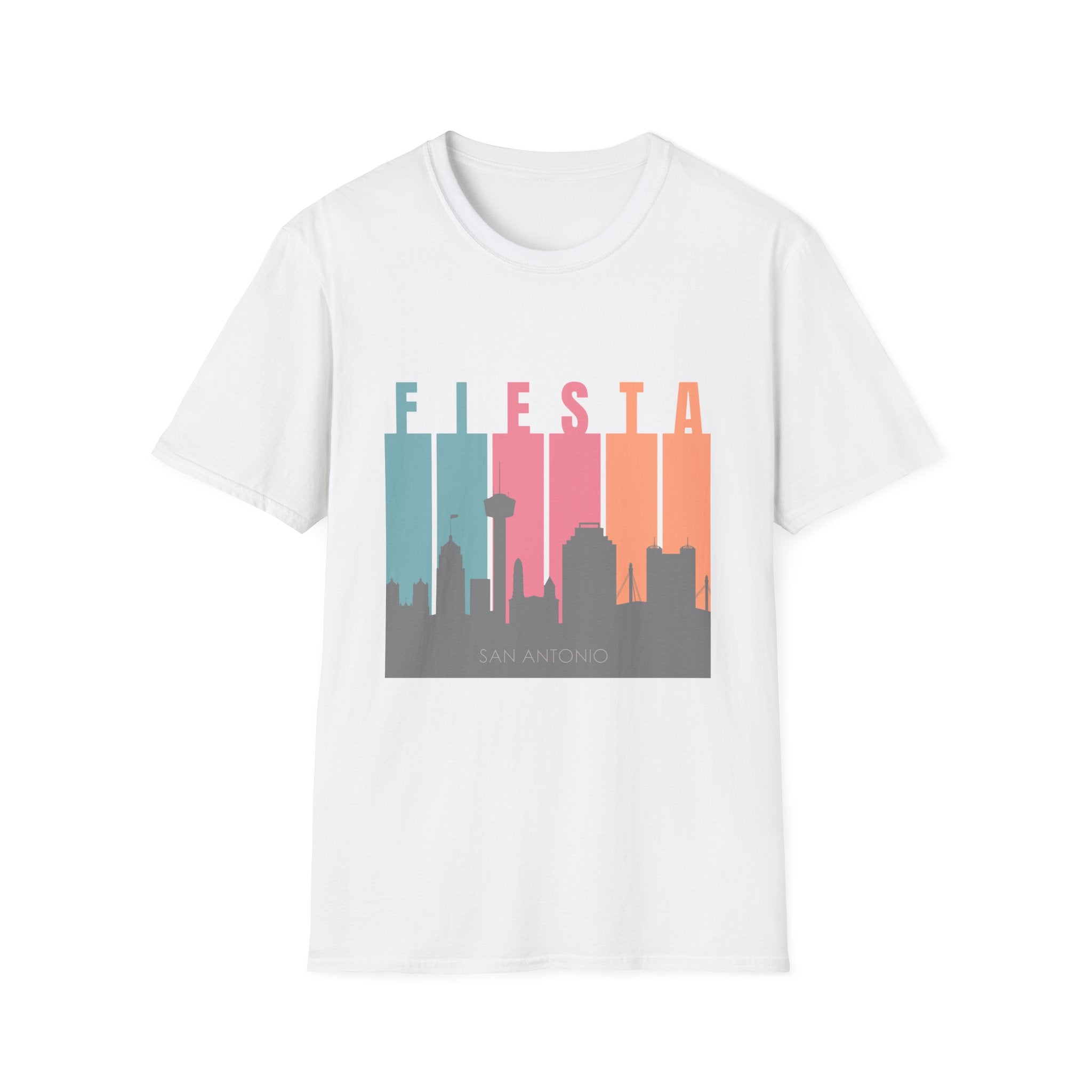 Fiesta San Antonio Skyline T-Shirt — Retro Color Block City Tee