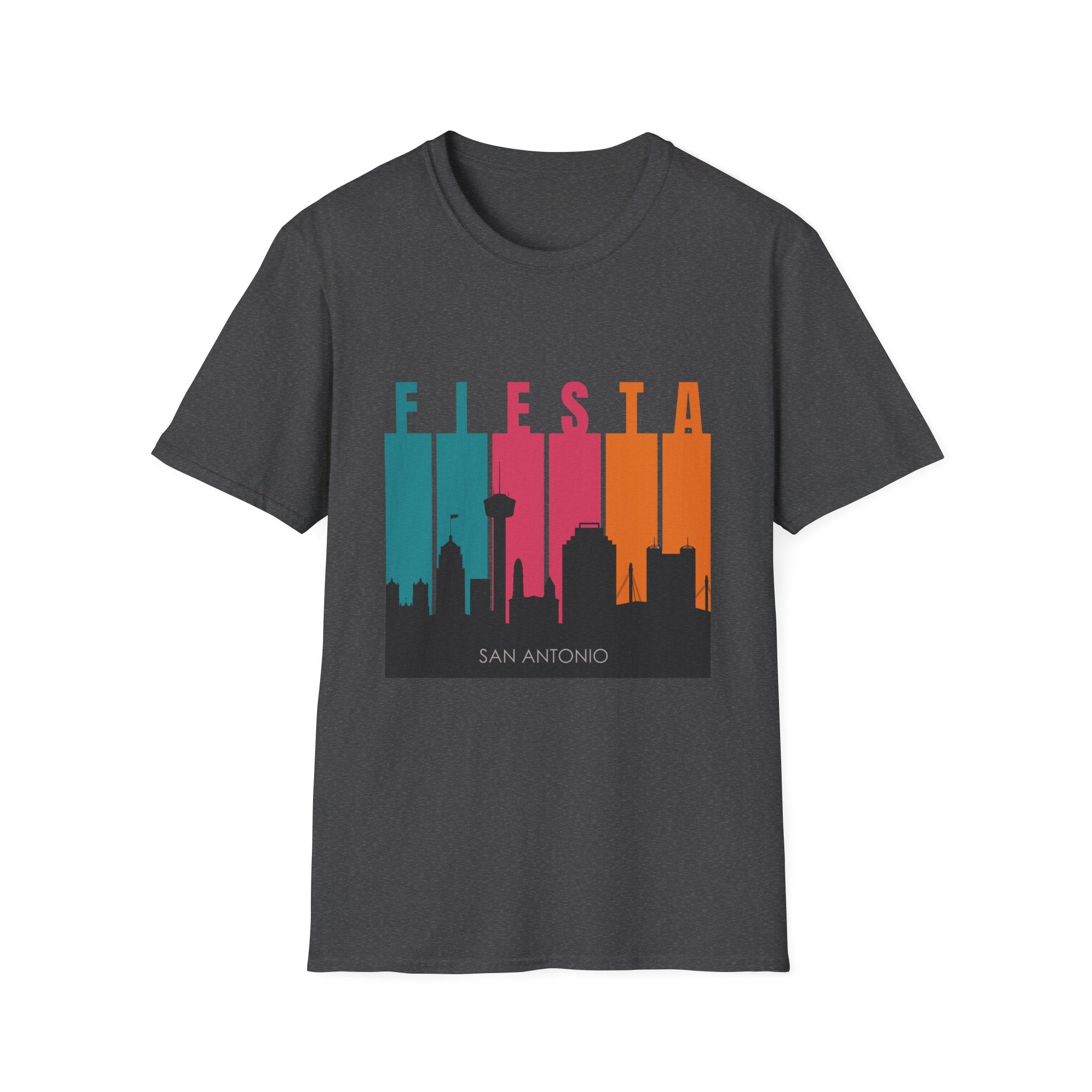 Fiesta San Antonio Skyline T-Shirt — Retro Color Block City Tee
