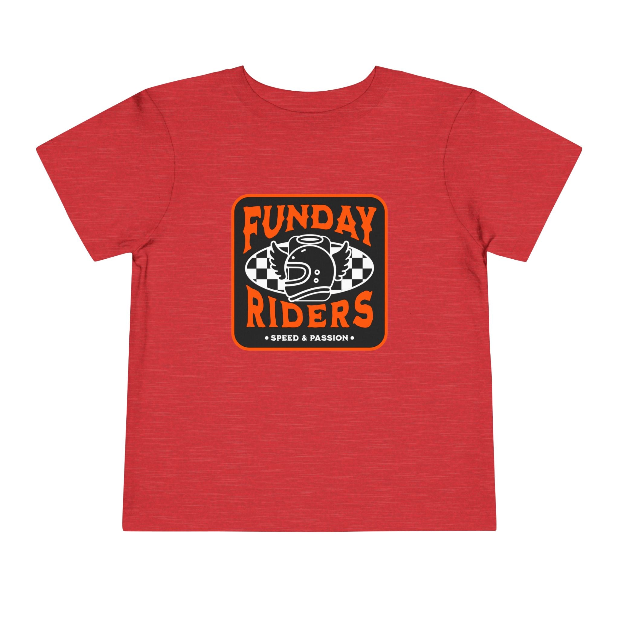 Toddler Tee — “Funday Riders” Motorcycle Helmet Graphic