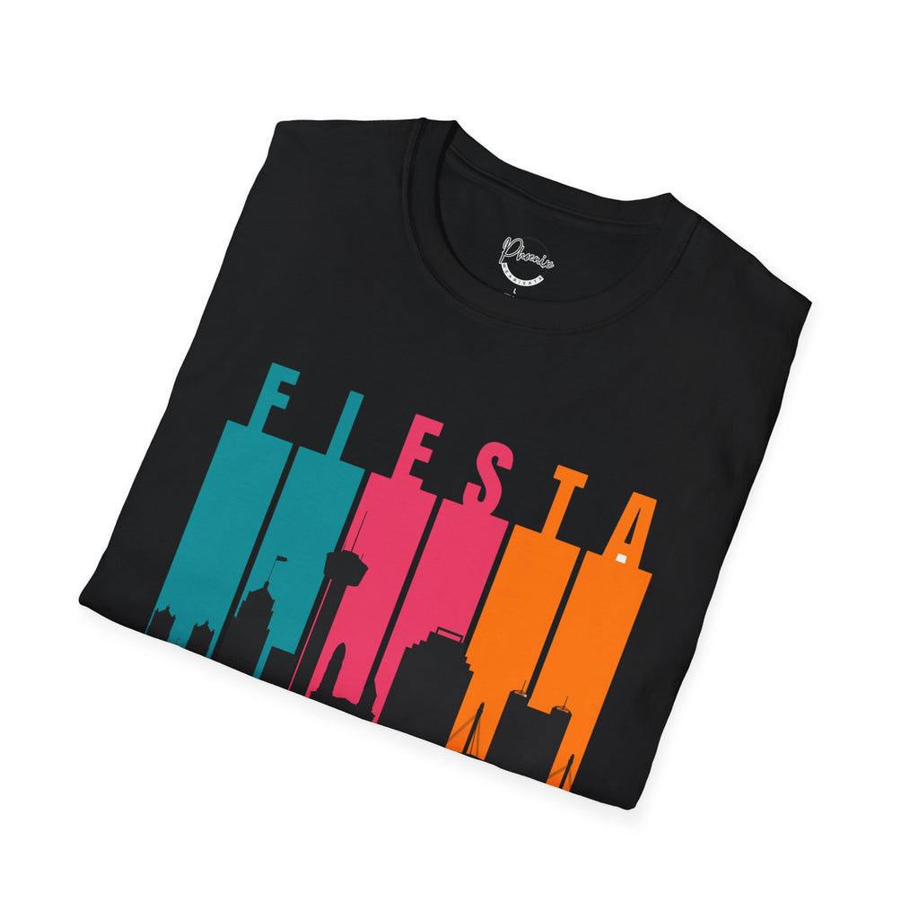 Fiesta San Antonio Skyline T-Shirt — Retro Color Block City Tee